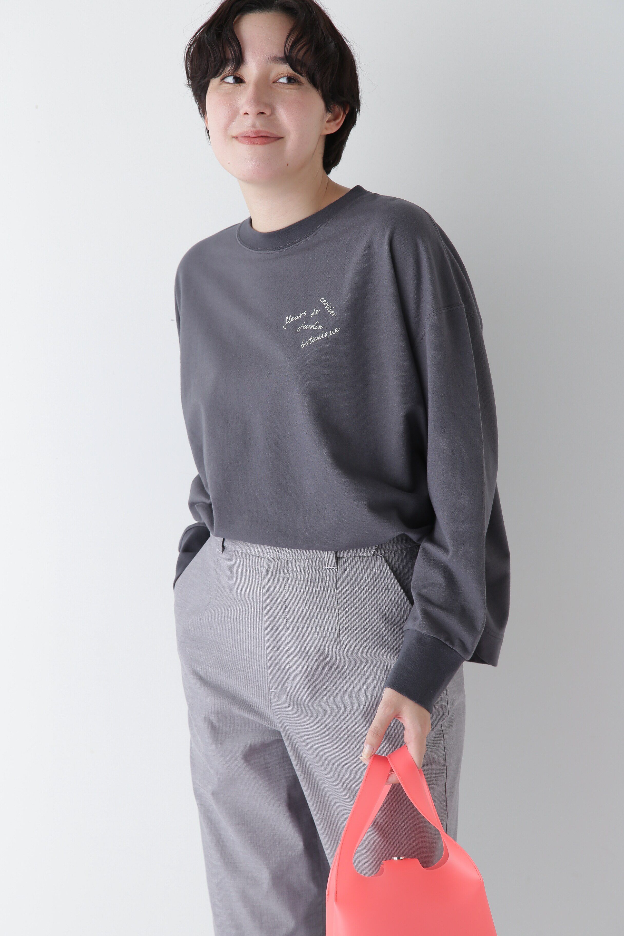  「◆ミニ裏毛ロゴトレーナー」|Tシャツ・カットソー|チャコール1