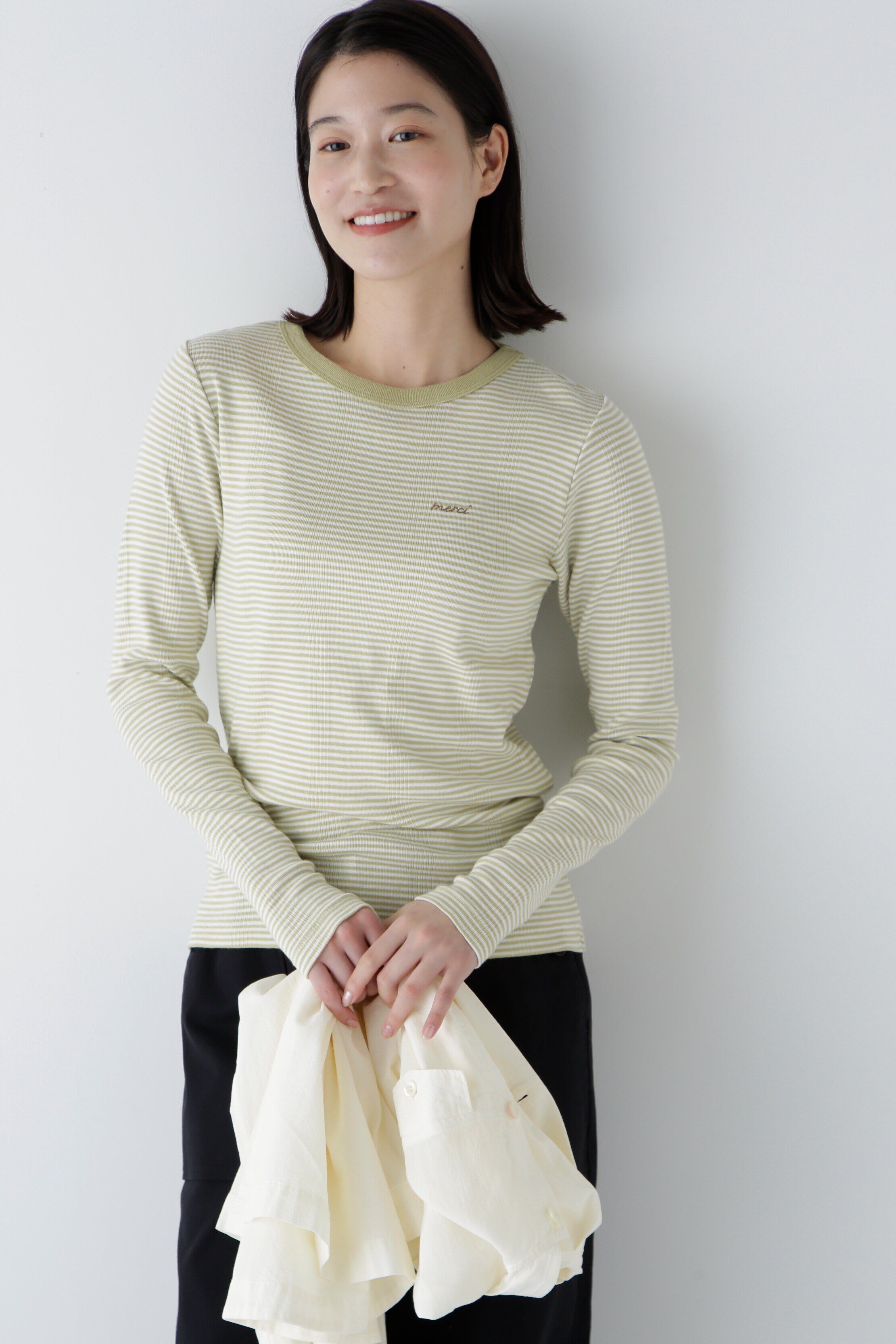  「◆パネルリブロングスリーブＴシャツ」|Tシャツ・カットソー|ライトグリー 3