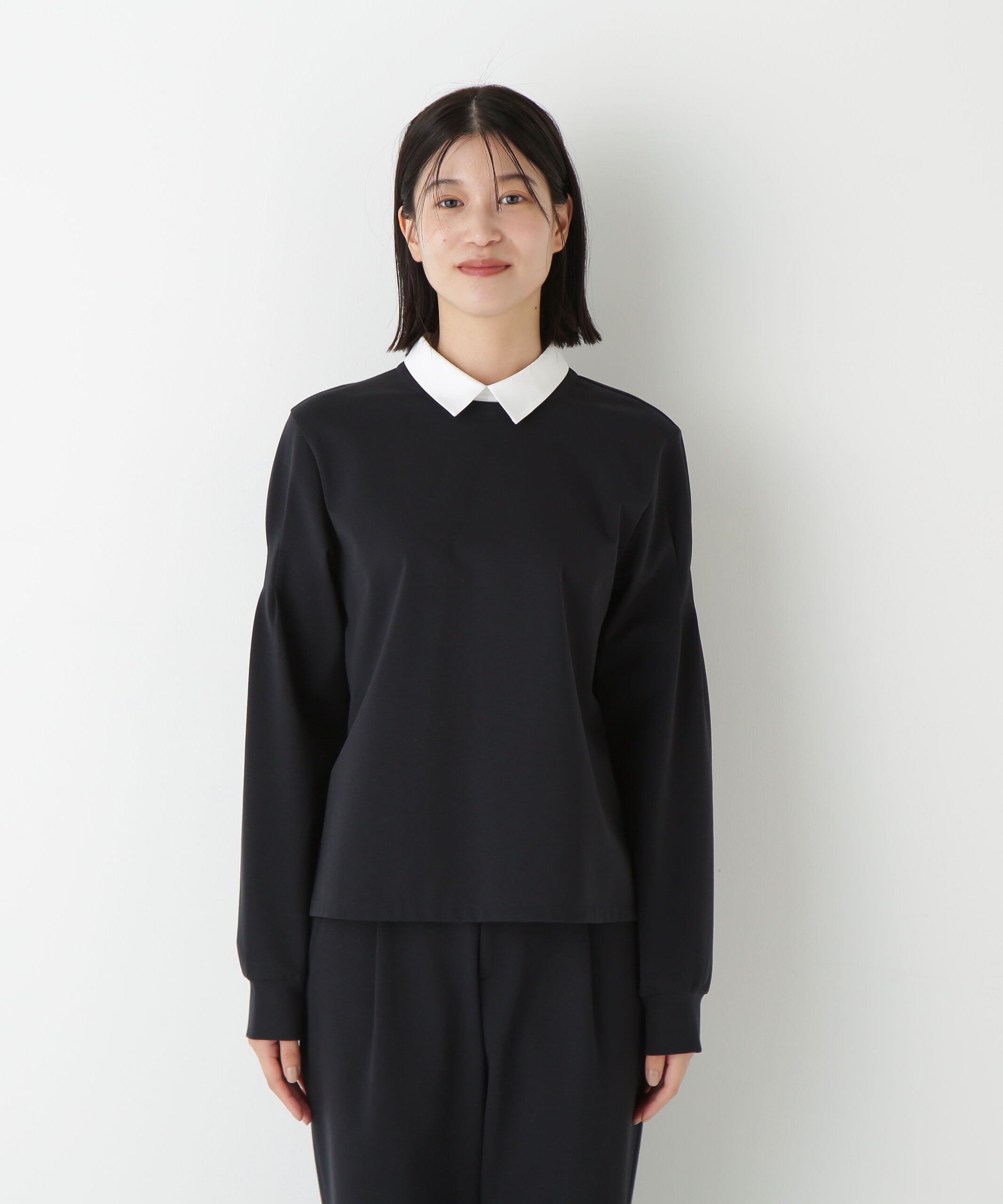  「◆ストレッチポンチシャツカラードッキングプルオーバー」|Tシャツ・カットソー|