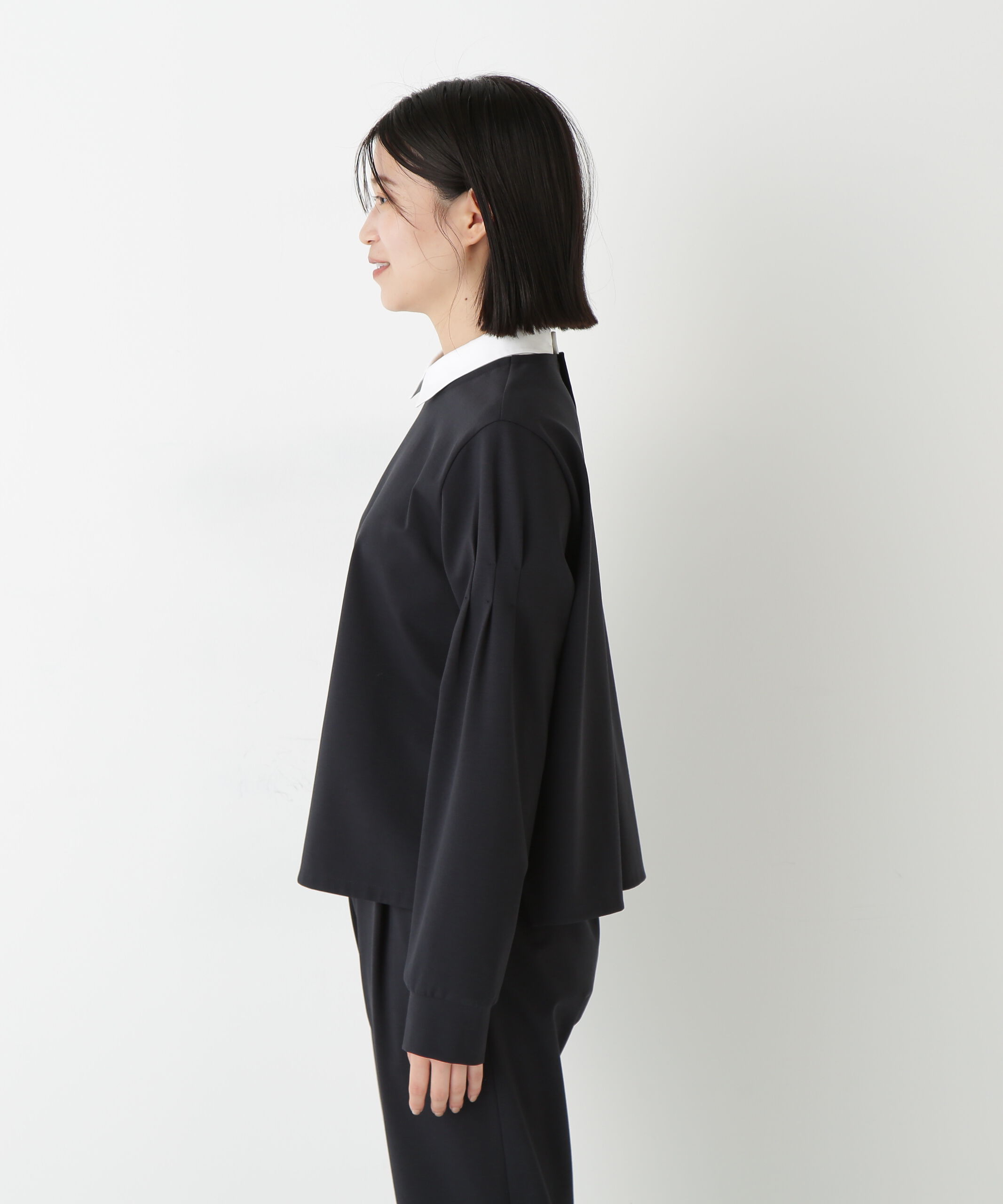  「◆ストレッチポンチシャツカラードッキングプルオーバー」|Tシャツ・カットソー|