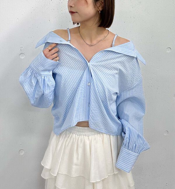 archives「２ｗａｙオフショルストライプシャツ」|シャツ・ブラウス|