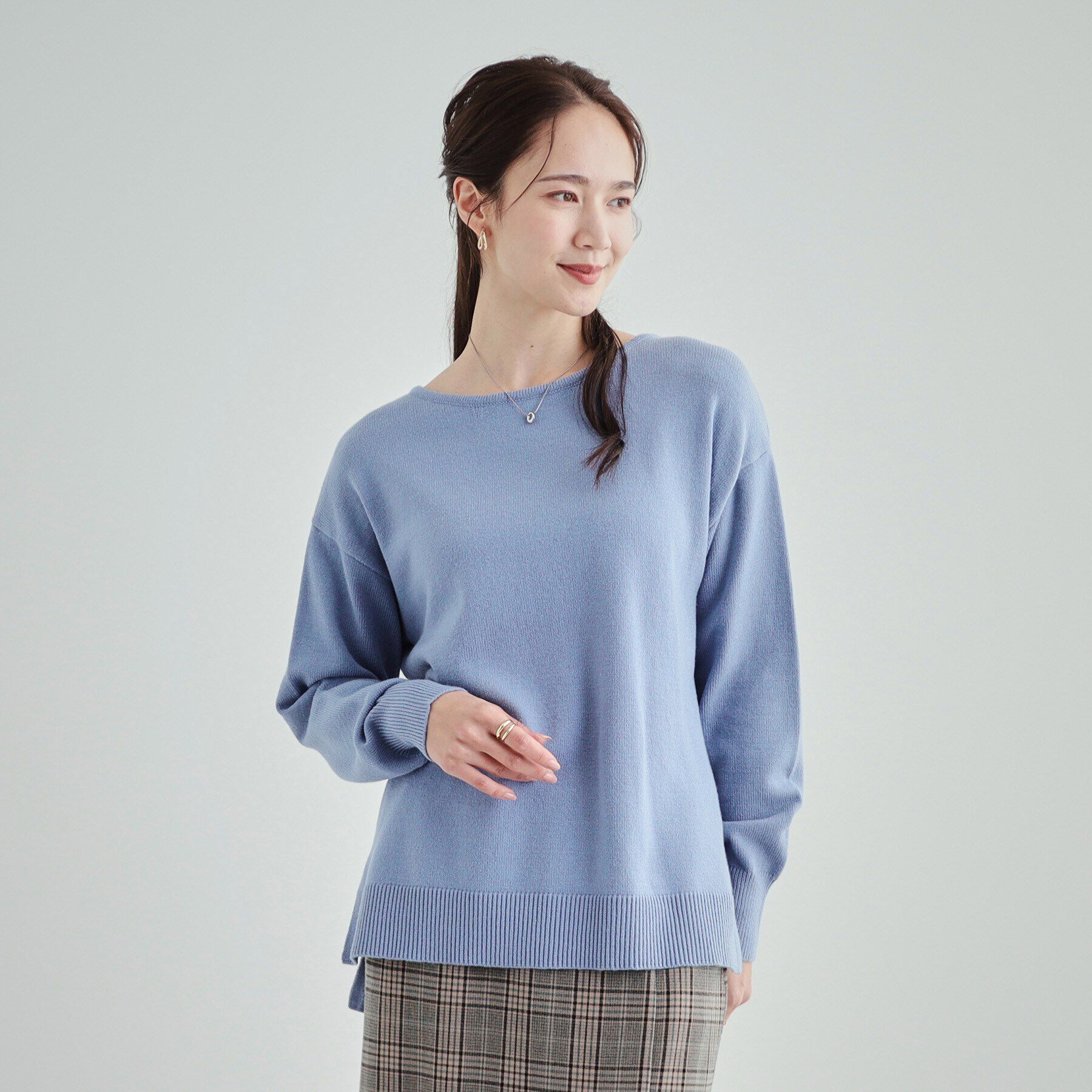 SHOO･LA･RUE「【S-LL/洗える/静電気軽減】アウトでも決まる もちもち ボートネック風ニット」|ニット・セーター|