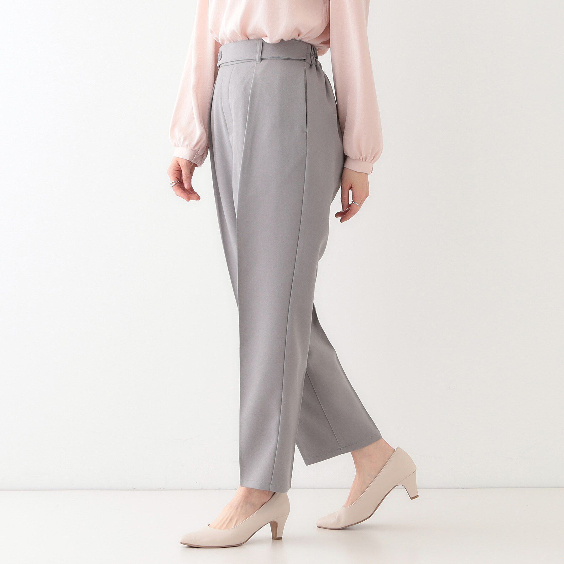 SHOO･LA･RUE「【S-LL】オフィスシーンでも活躍 タックテーパードパンツ」|その他|