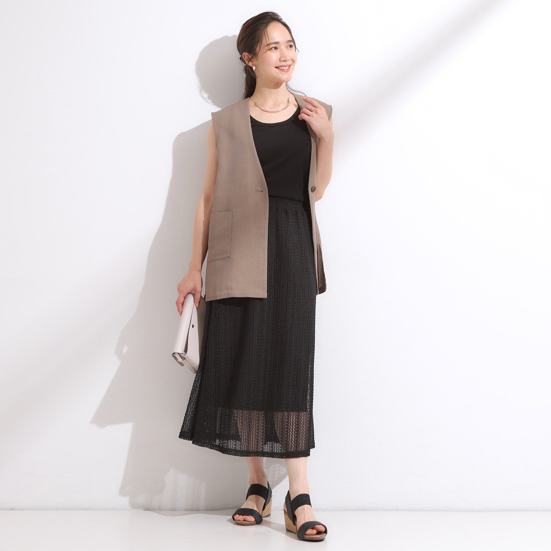 SHOO･LA･RUE「【洗える/S-LL】首元きれい テレコリブタンクトップ」|キャミソール|