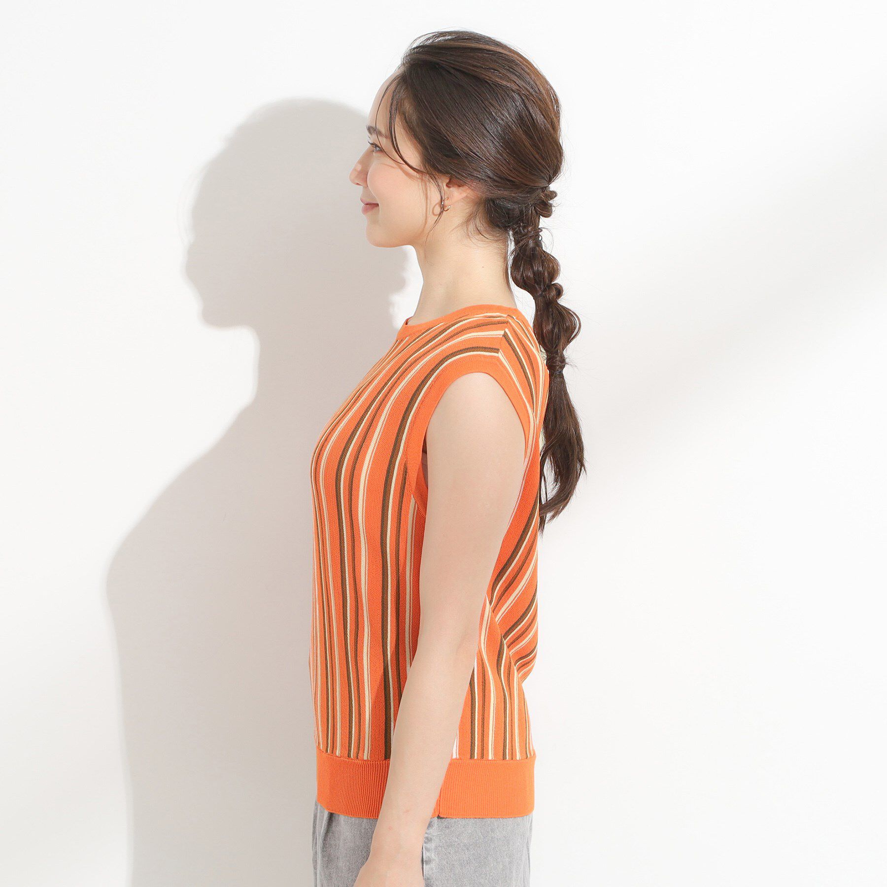 SHOO･LA･RUE「【洗える】マルチストライプが印象的 ノースリーブニット」|ニット・セーター|