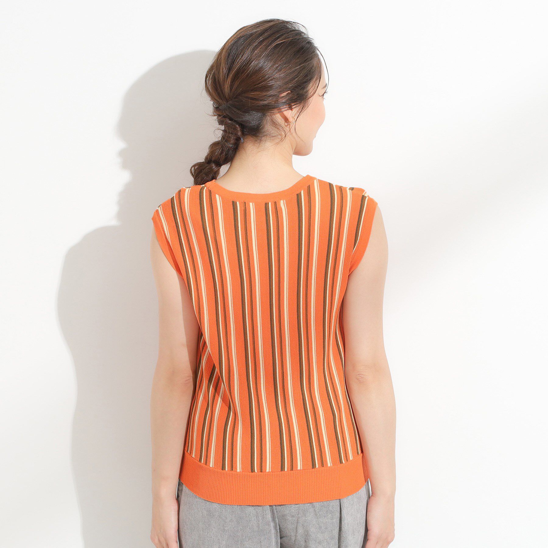 SHOO･LA･RUE「【洗える】マルチストライプが印象的 ノースリーブニット」|ニット・セーター|