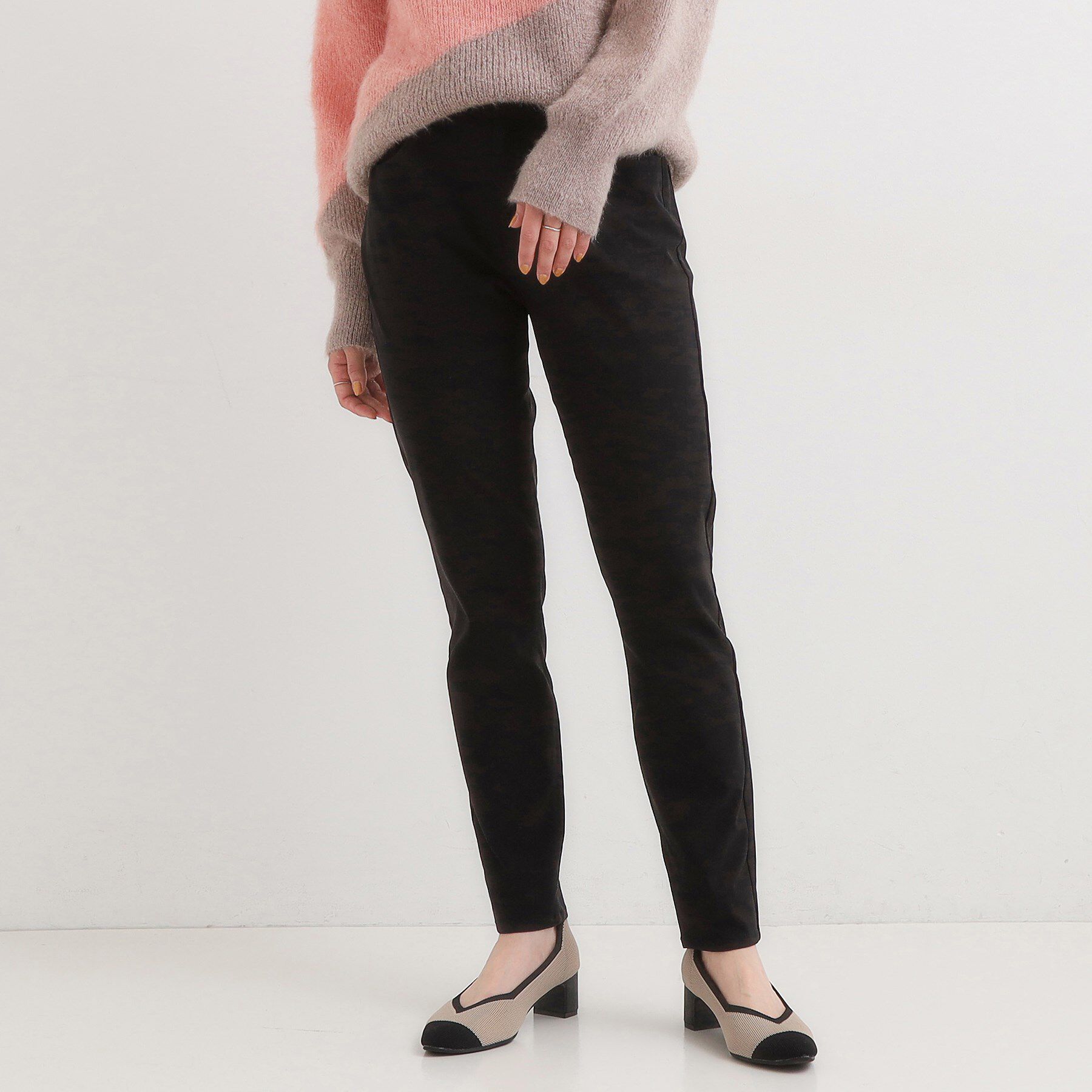 SHOO･LA･RUE「【洗濯機可/S-LL】フィット感が心地よい ハイパースキニー裏起毛」|その他|ブラック(019)
