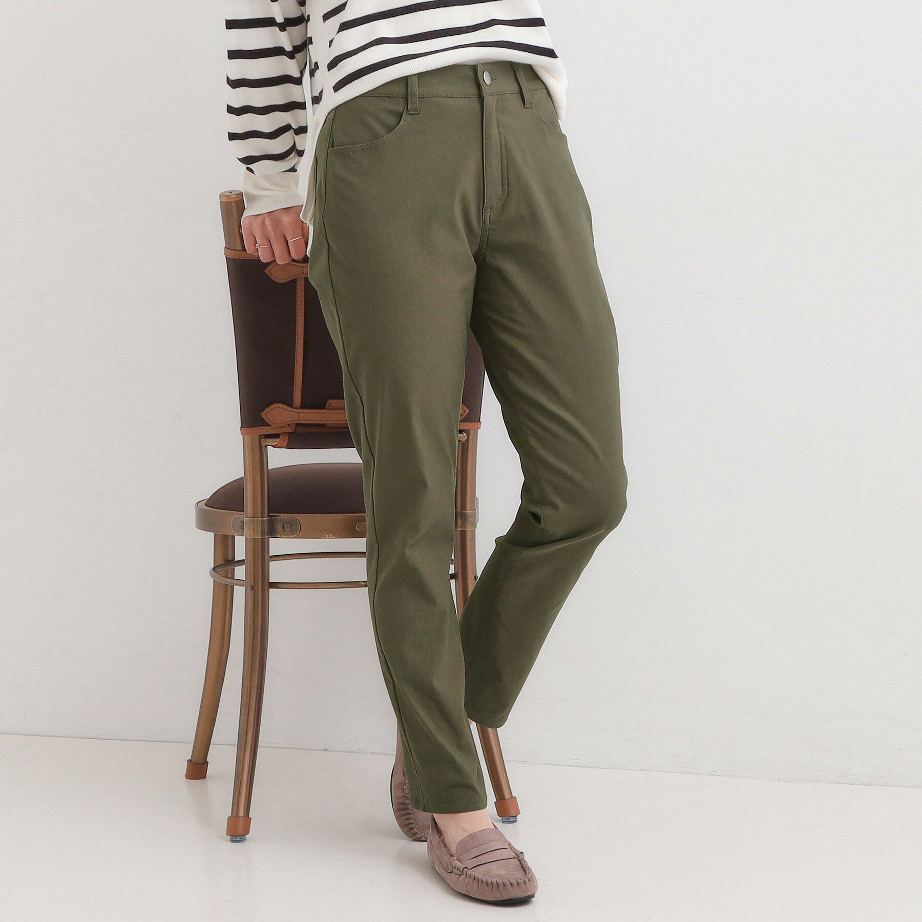 SHOO･LA･RUE「【洗濯機可/S-LL】フィット感が心地よい ハイパースキニー裏起毛」|その他|カーキ(027)