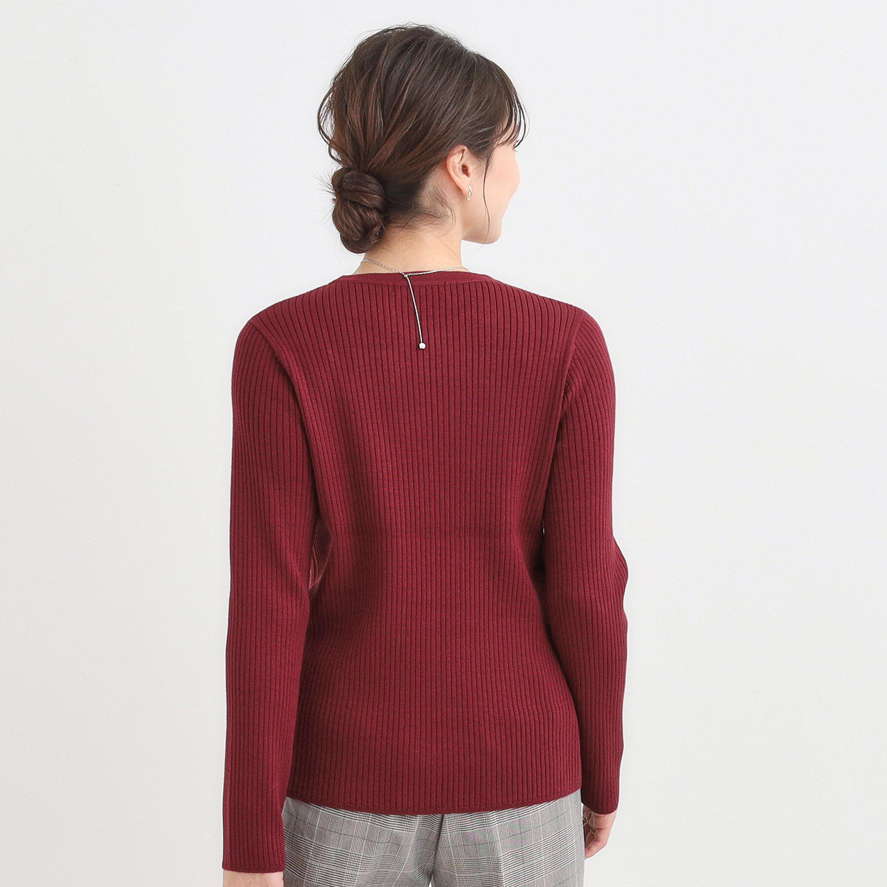 SHOO･LA･RUE「【絶妙なゆるピタ/洗濯機可】ちくちくしにくい リブクルーネックやわらかニット」|ニット・セーター|