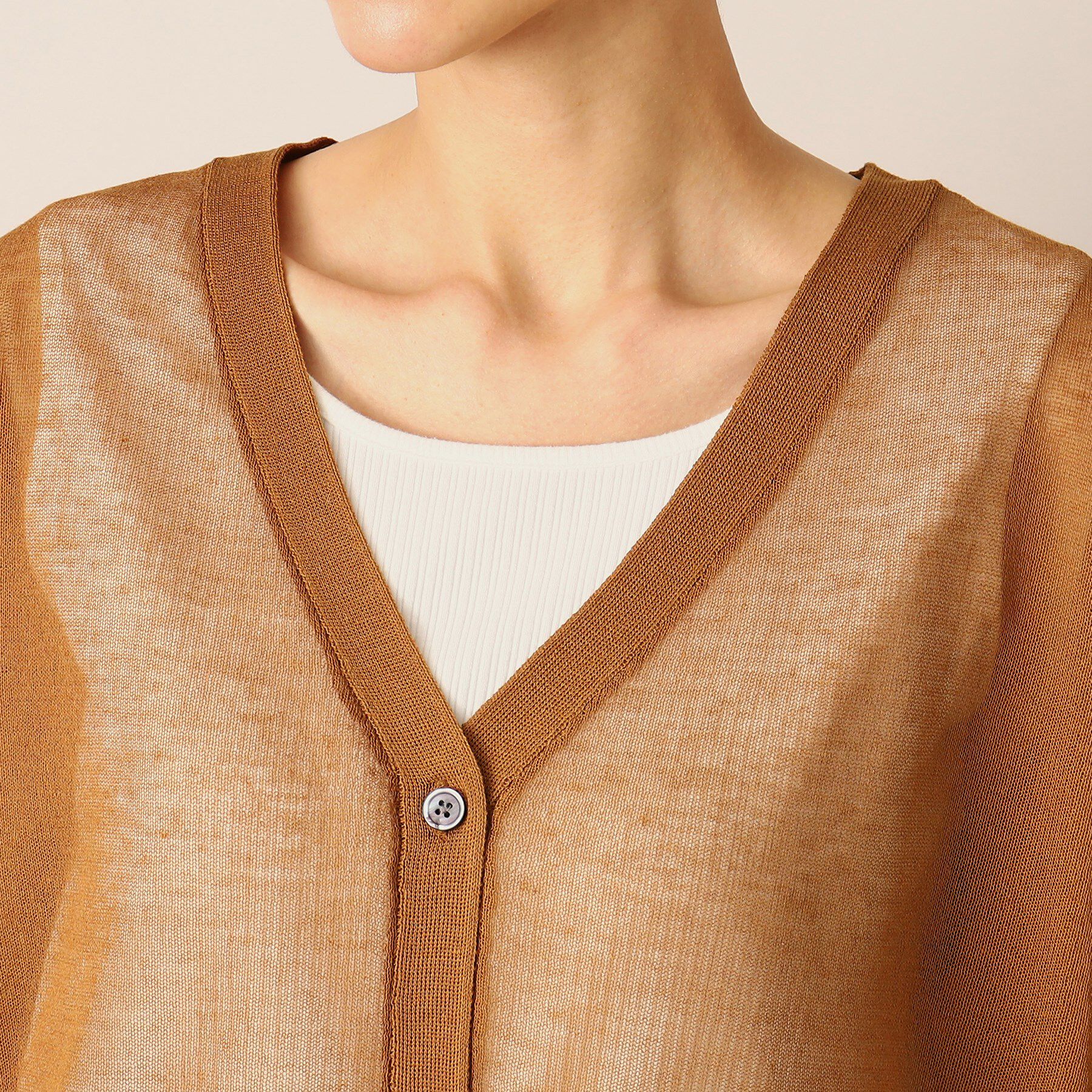 Dessin「【洗える】リネンブレンドVネックカーディガン」|カーディガン|