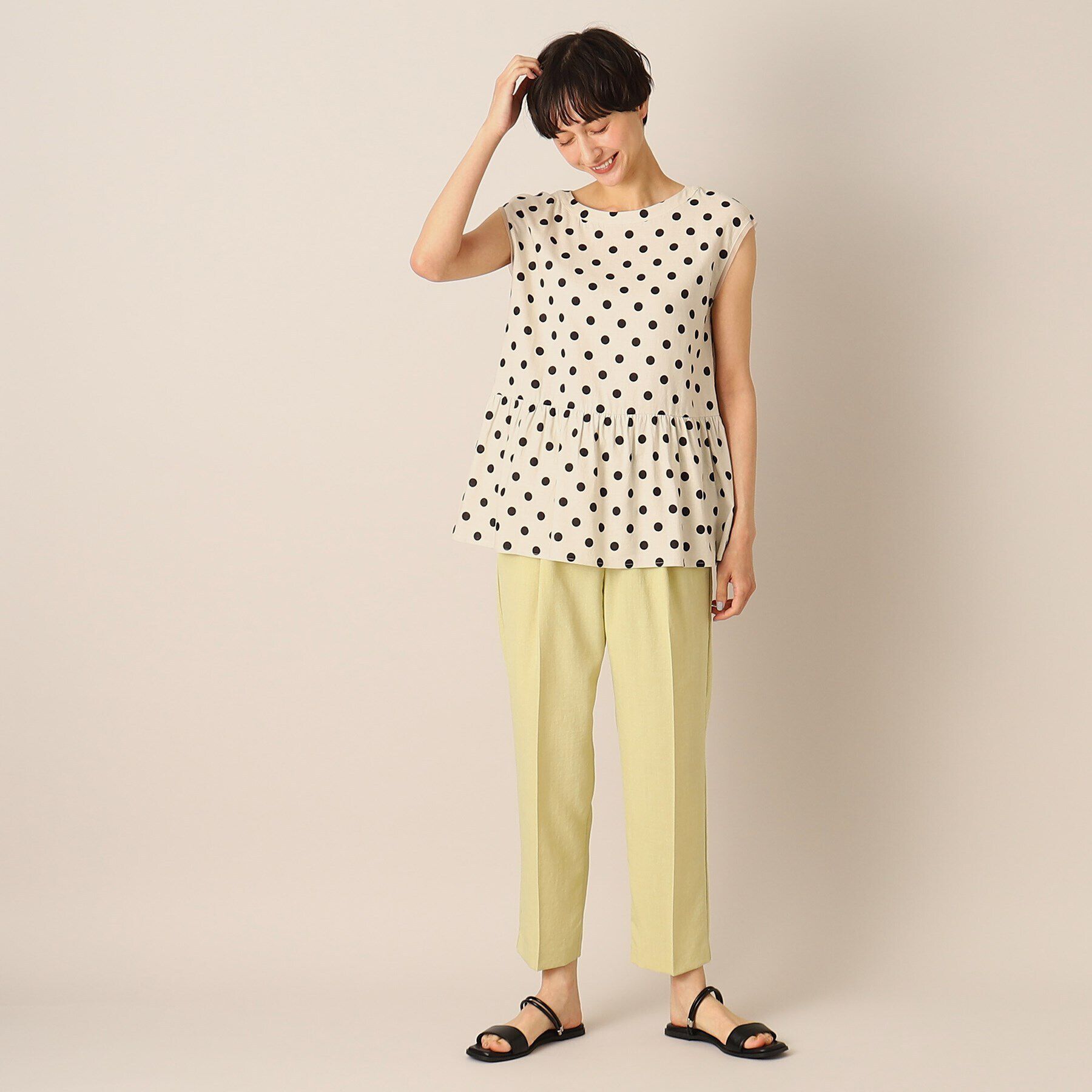 Dessin「【洗える】ドットペプラムブラウス（S～L）」|シャツ・ブラウス|