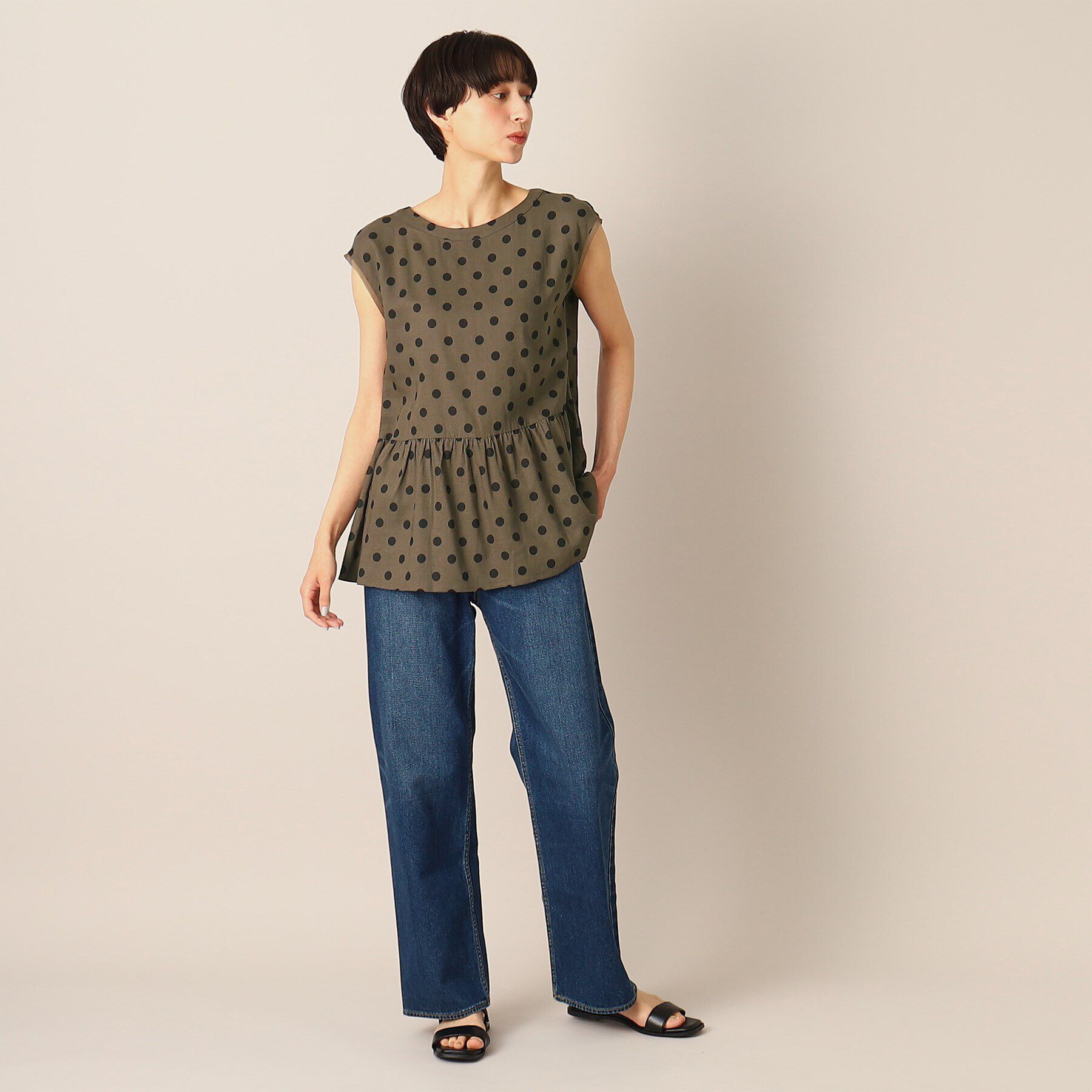 Dessin「【洗える】ドットペプラムブラウス（S～L）」|シャツ・ブラウス|