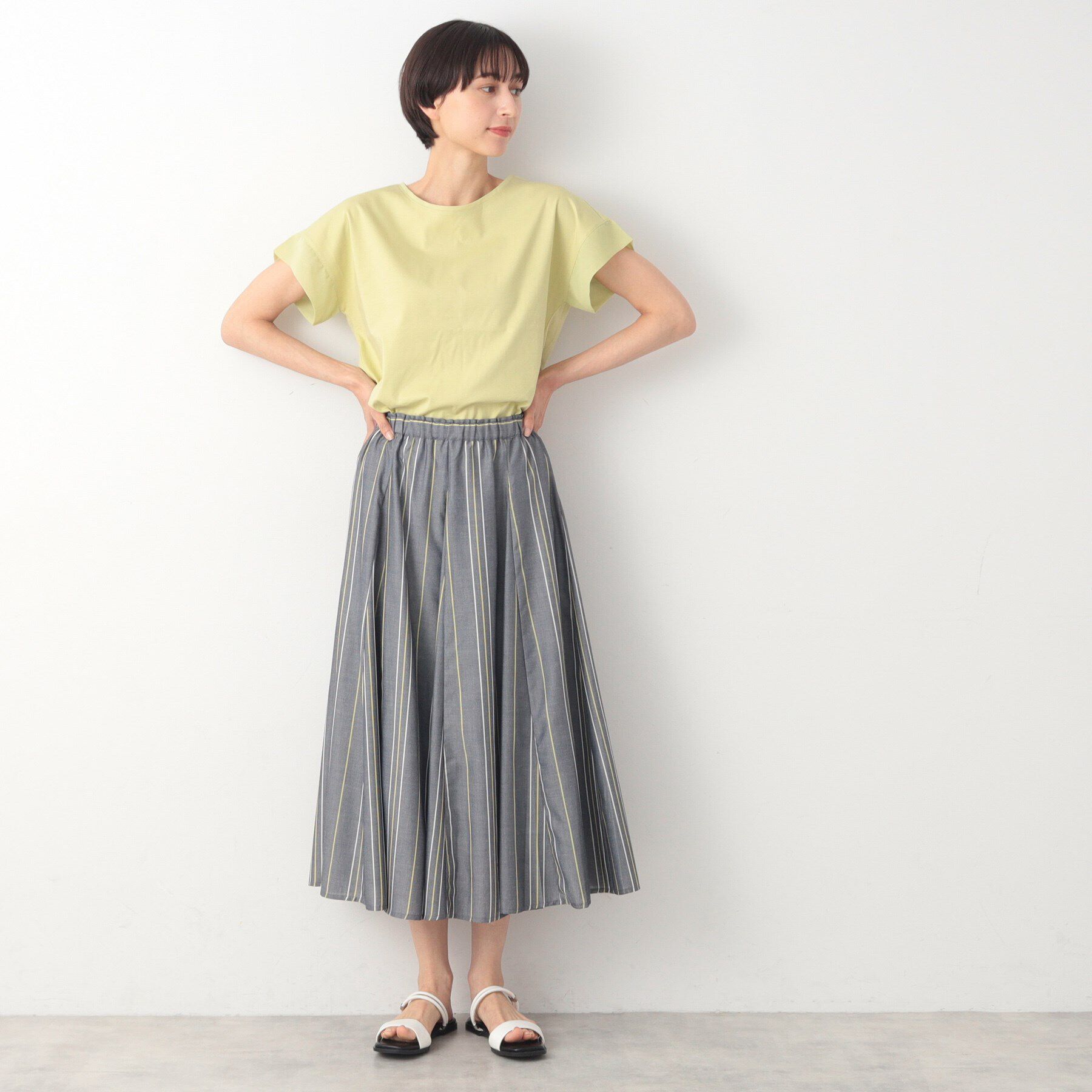 Dessin「【洗える・ウエストゴム】映えチェック/ストライプスカート（XS～L）」|スカート|