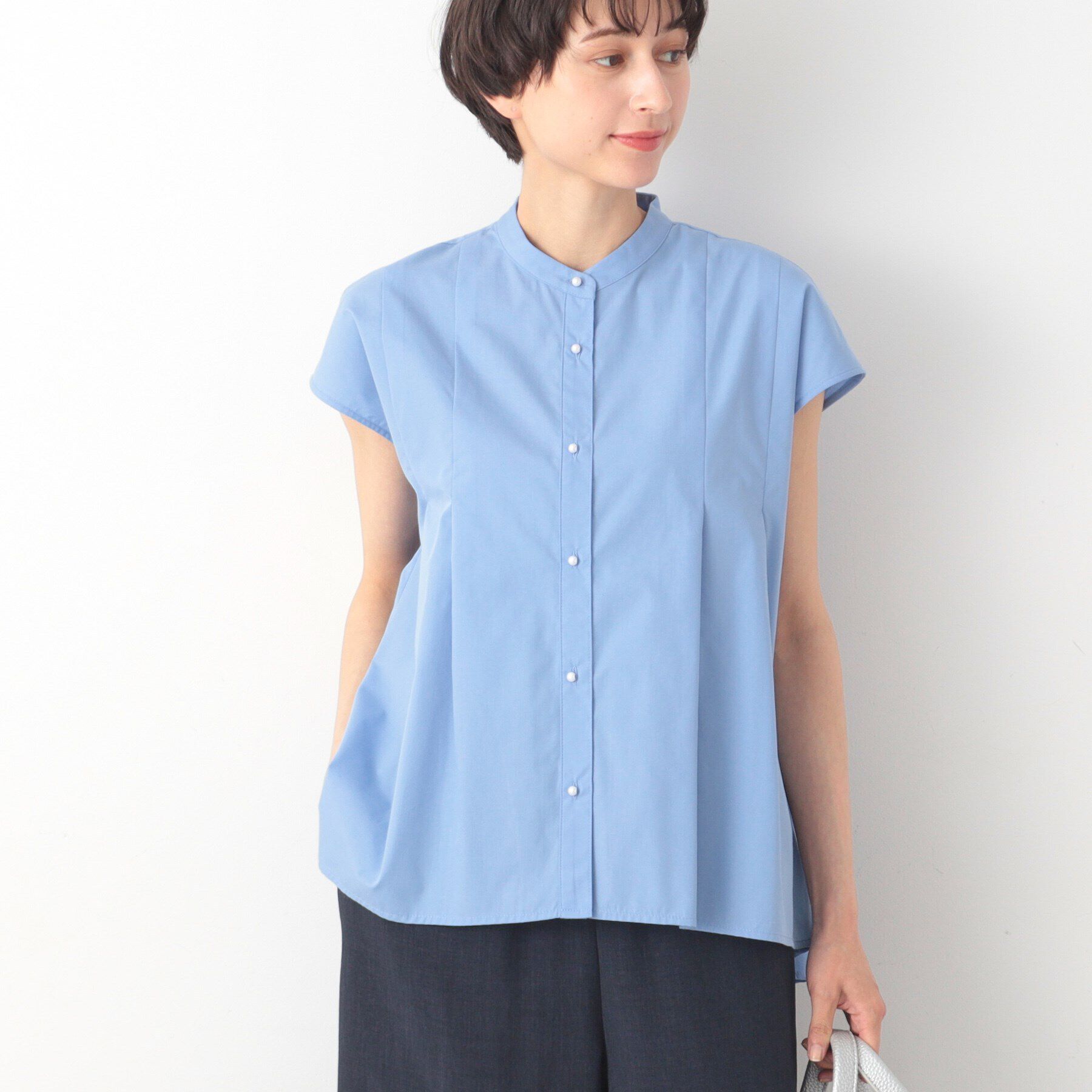 Dessin「【洗える】パール調ボタンテントラインブラウス」|シャツ・ブラウス|