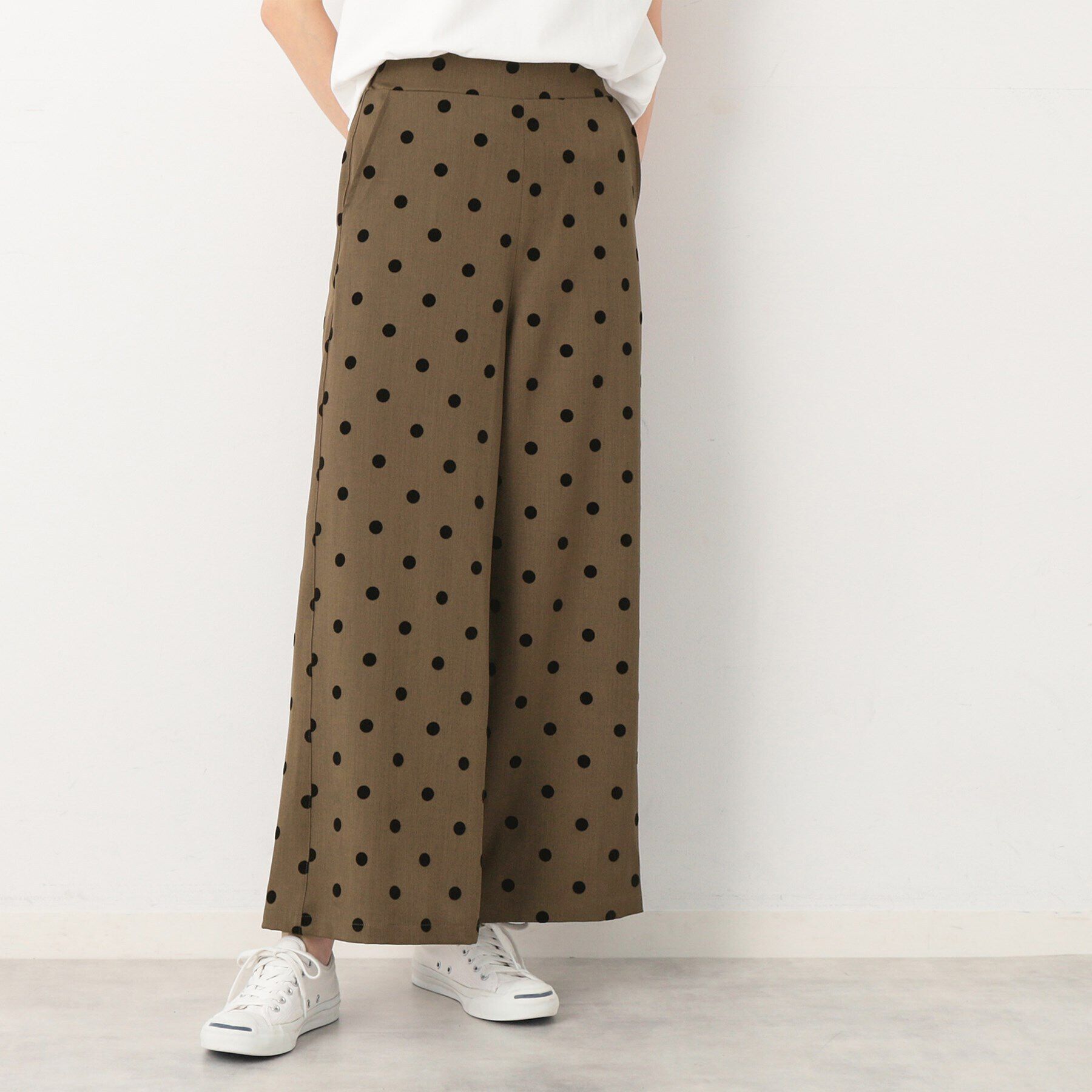 Dessin「【後ろゴム・洗える】フロッキードットイージーパンツ（S～L）」|その他|ブラウン(143)