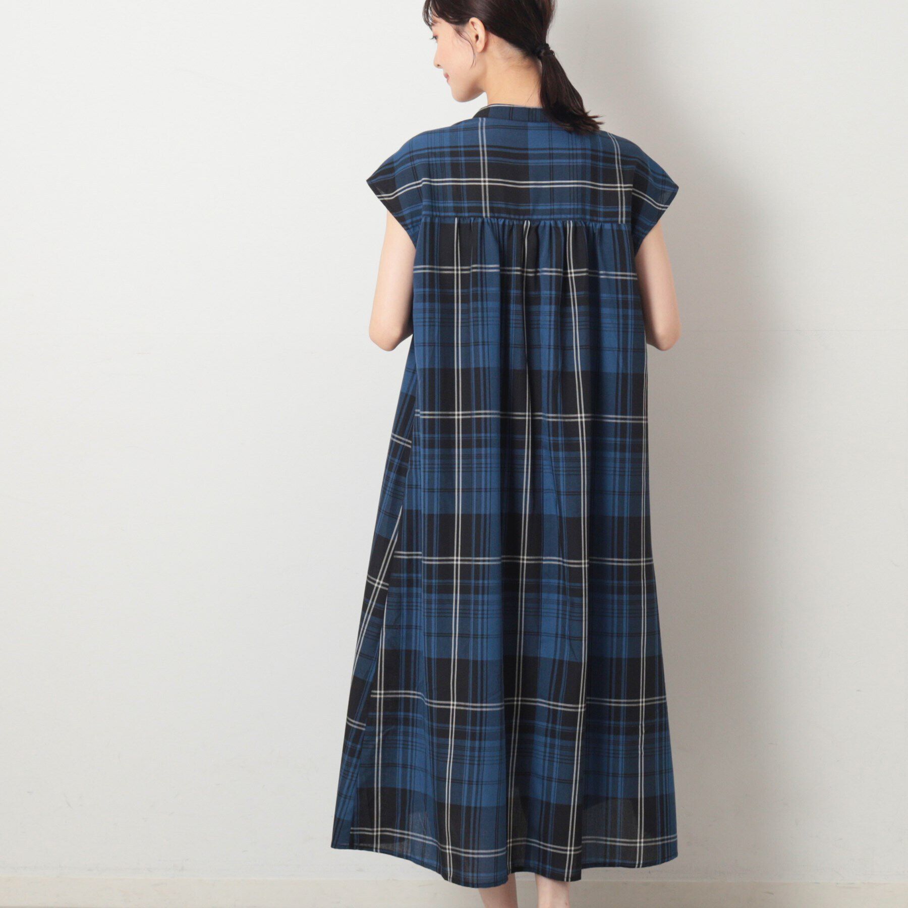 Dessin「【洗える】チェック柄フレンチスリーブワンピース」|ワンピース|