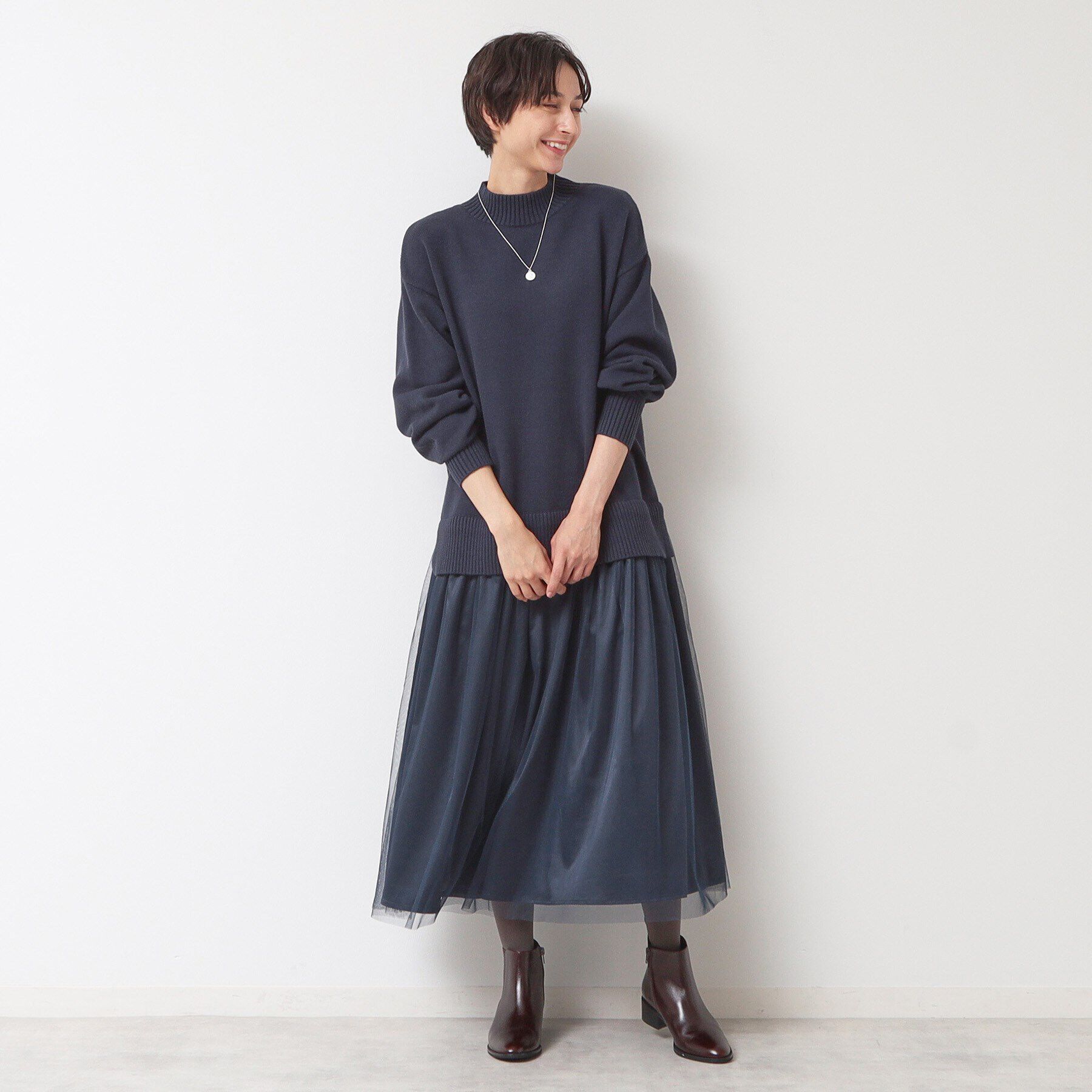 Dessin「【洗える】チュールスカートドッキングワンピース」|ワンピース|