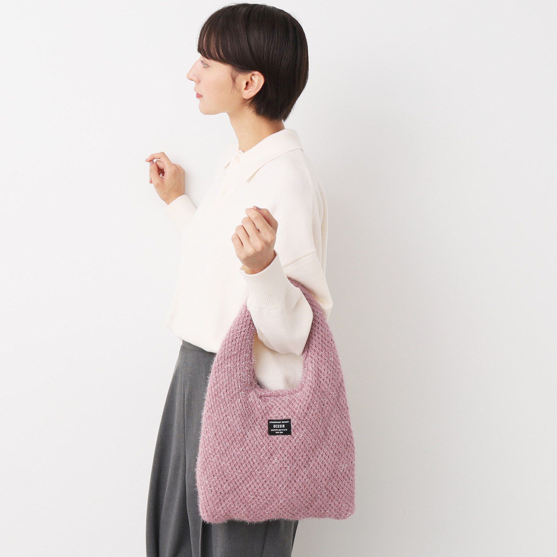 Dessin「ラメニットトート」|トートバッグ|ピンク(071)