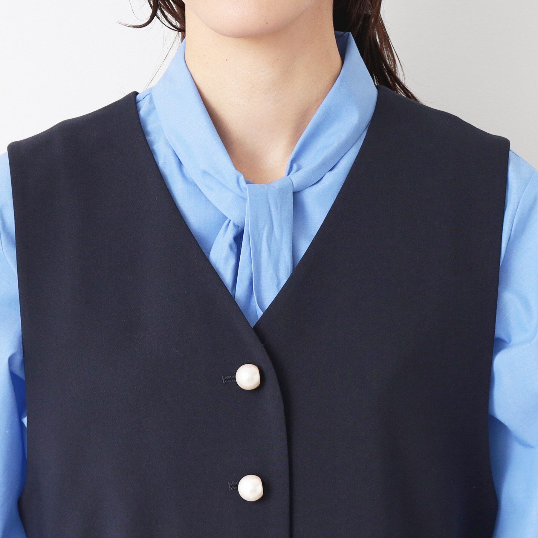 Dessin「【入卒/セレモニー/セットアップ可能/洗える】パール調ボタン付きペプラムジレ」|ベスト・ジレ|