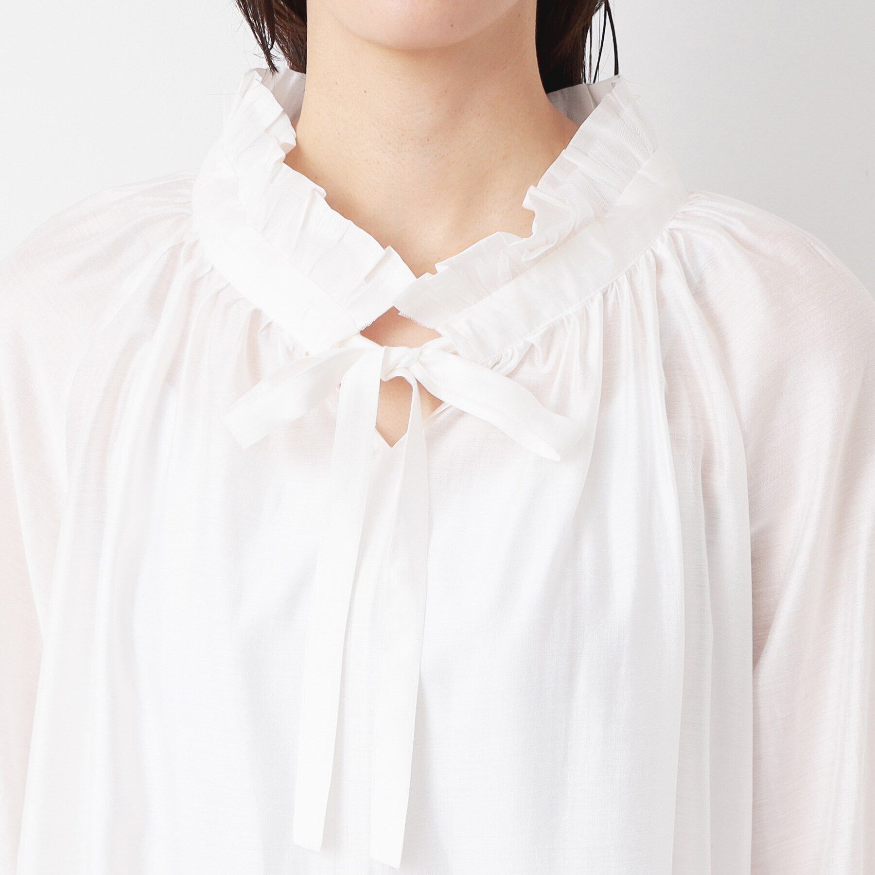 Dessin「【入卒/セレモニー/洗える】フリルリボンチュールブラウス」|シャツ・ブラウス|