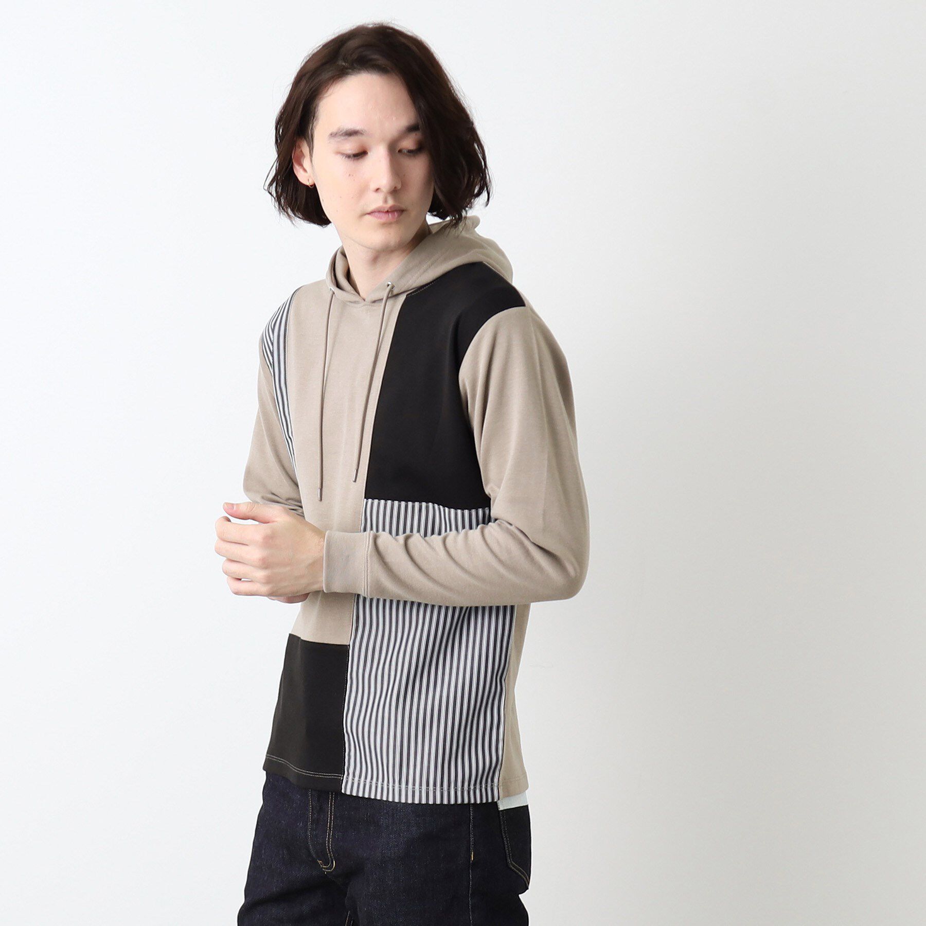 Dessin「【洗える】切替デザインパーカ」|パーカー|グレージュ(250)