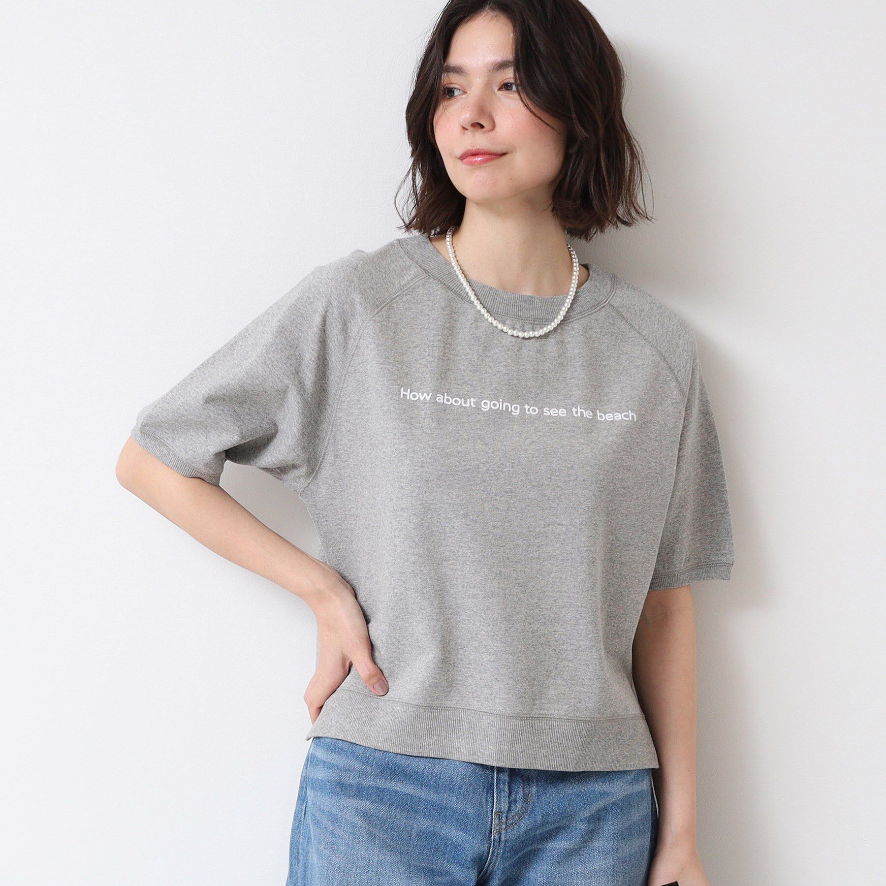 Dessin「【洗える】クロップド丈ロゴ半袖カットソー（S～L）」|Tシャツ・カットソー|