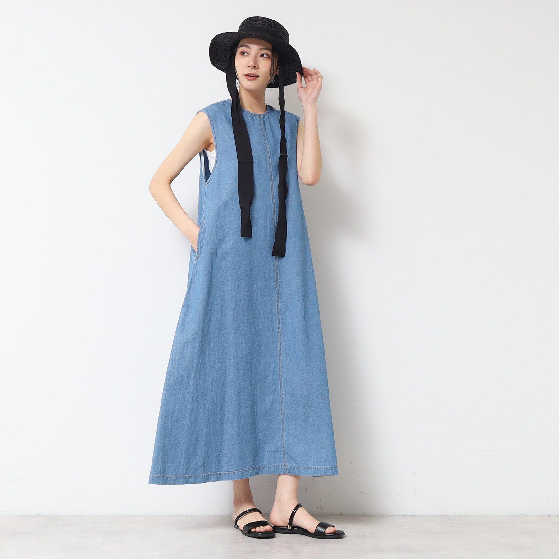 Dessin「【洗える】綿麻デニムワンピース」|ワンピース|
