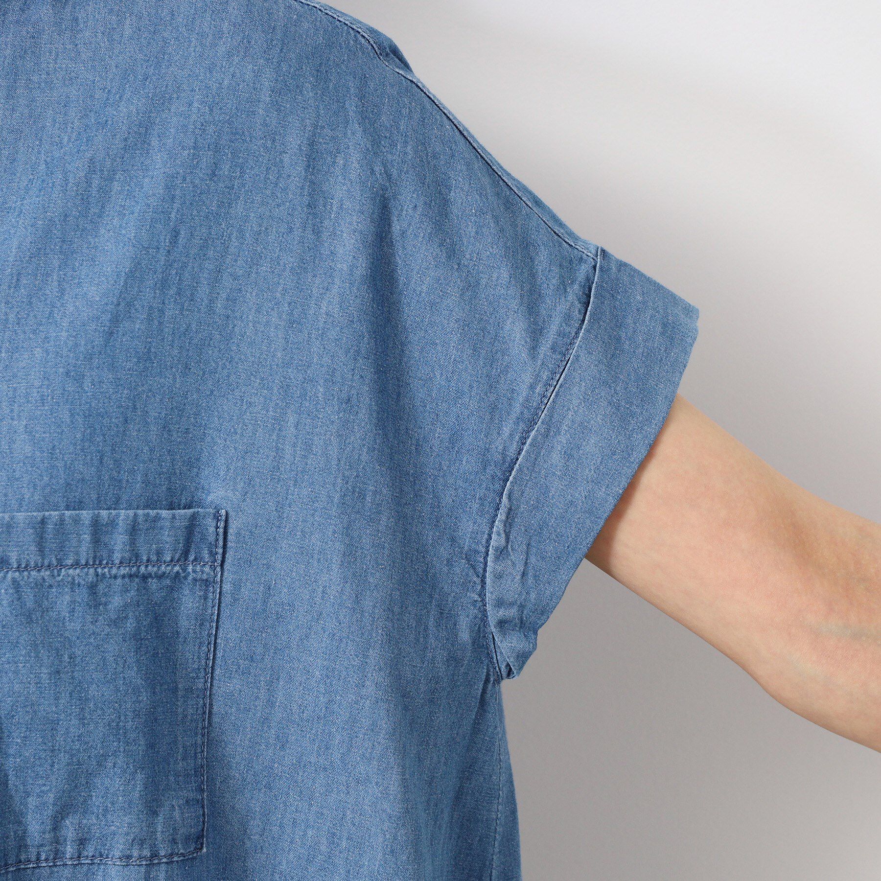 Dessin「【洗える】リネンブレンドデニム調シャツワンピース（S～L）」|ワンピース|