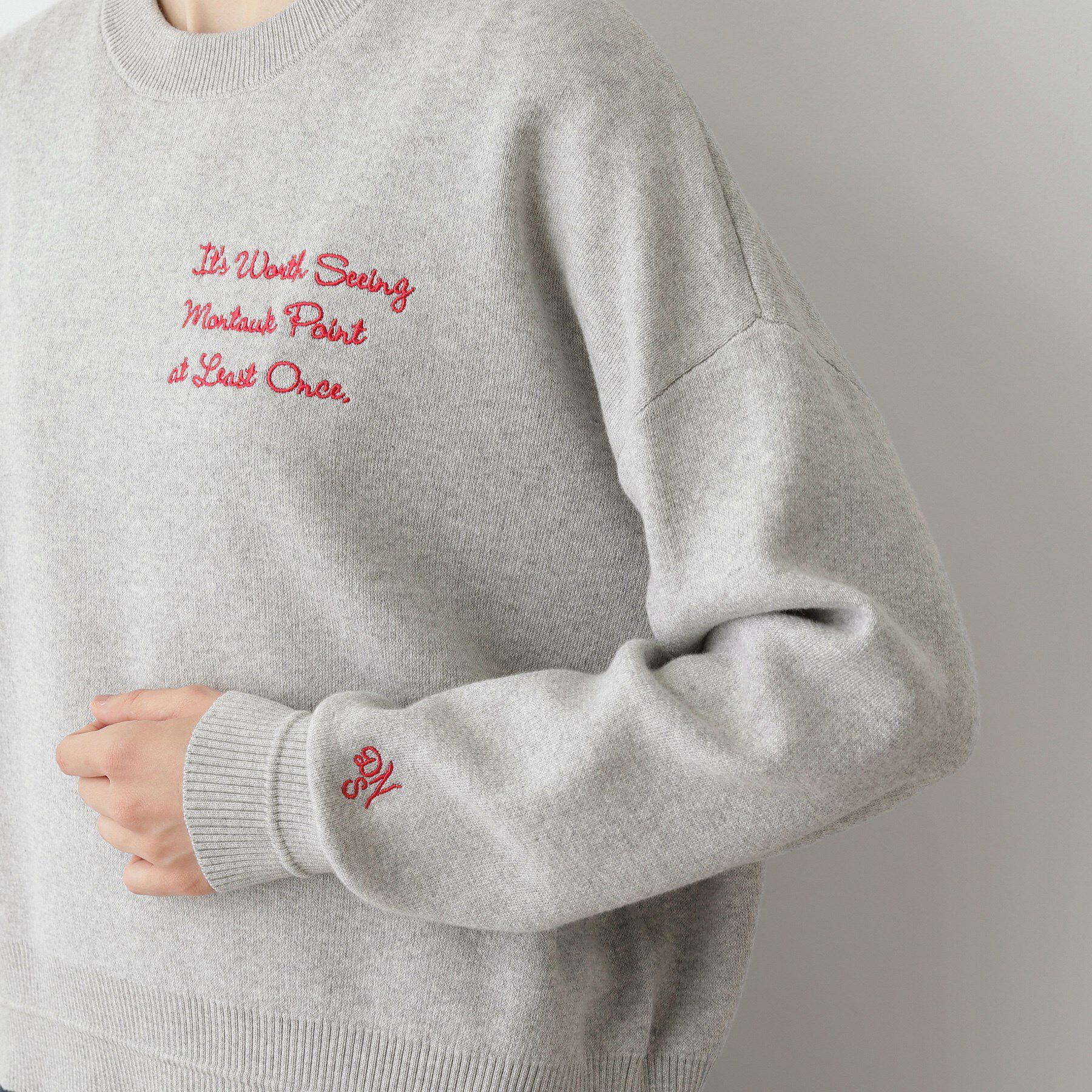 Dessin「【洗える】メッセージ刺繍入りジャカードニット」|ニット・セーター|