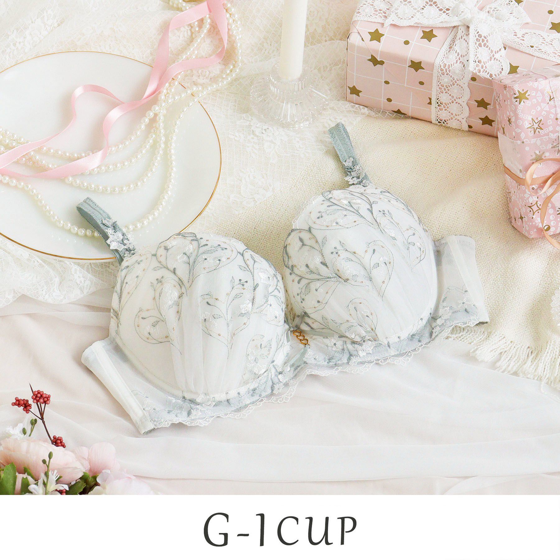 Risa Magli「フローチェ ブラジャー (G-I) ＜Glamor Bra／バストアップタイプ＞」|インナー|ホワイト(001)