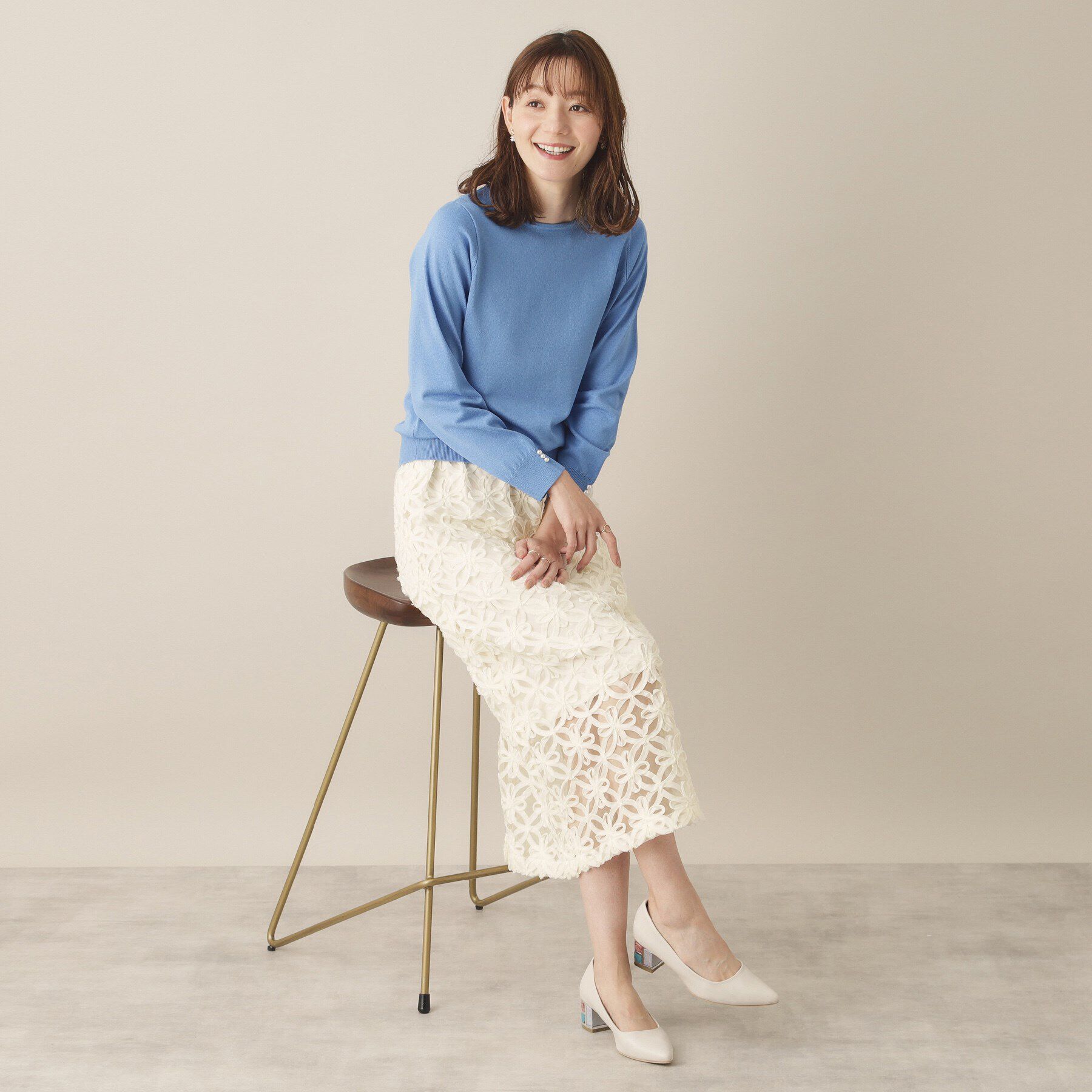 ITS&rsquo;DEMO「【手洗い可／ウエスト総ゴム】花チュールタイトスカート」|スカート|