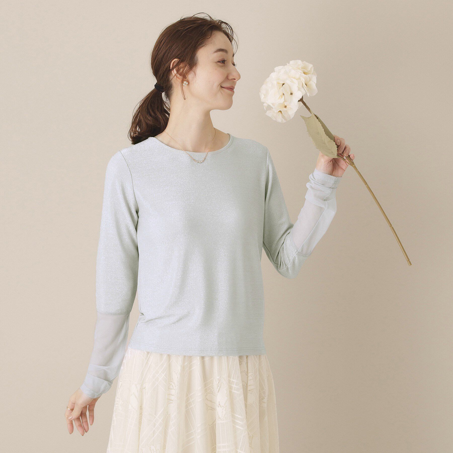 ITS&rsquo;DEMO「【手洗い可】袖シアーラメインナー」|Tシャツ・カットソー|