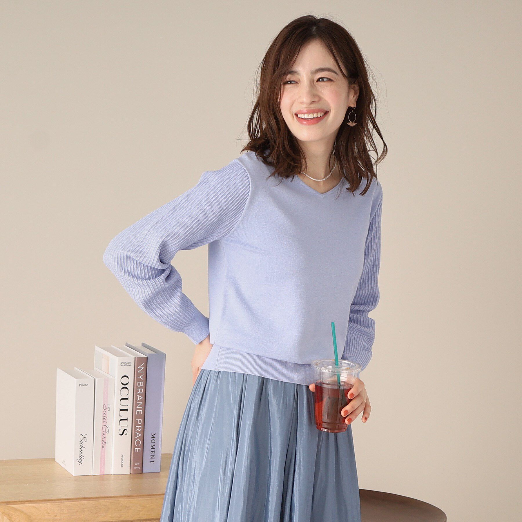 ITS&rsquo;DEMO「【アンチピリング／洗濯機OK】袖編地変化ニット」|ニット・セーター|