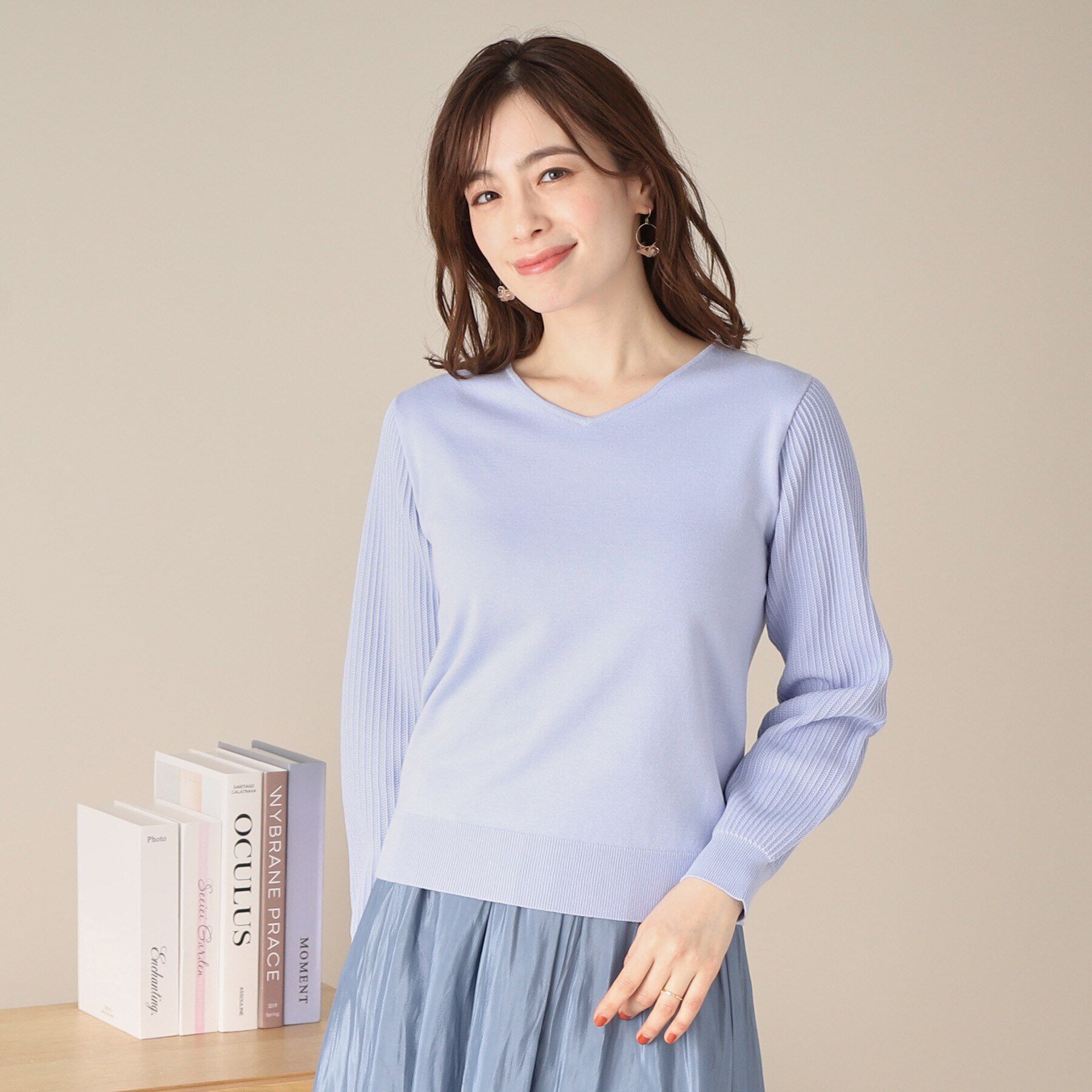 ITS&rsquo;DEMO「【アンチピリング／洗濯機OK】袖編地変化ニット」|ニット・セーター|