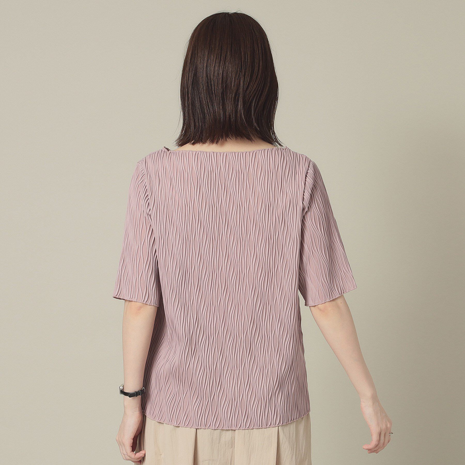 ITS&rsquo;DEMO「【洗濯機OK】ジャカード5分袖プルオーバー」|Tシャツ・カットソー|