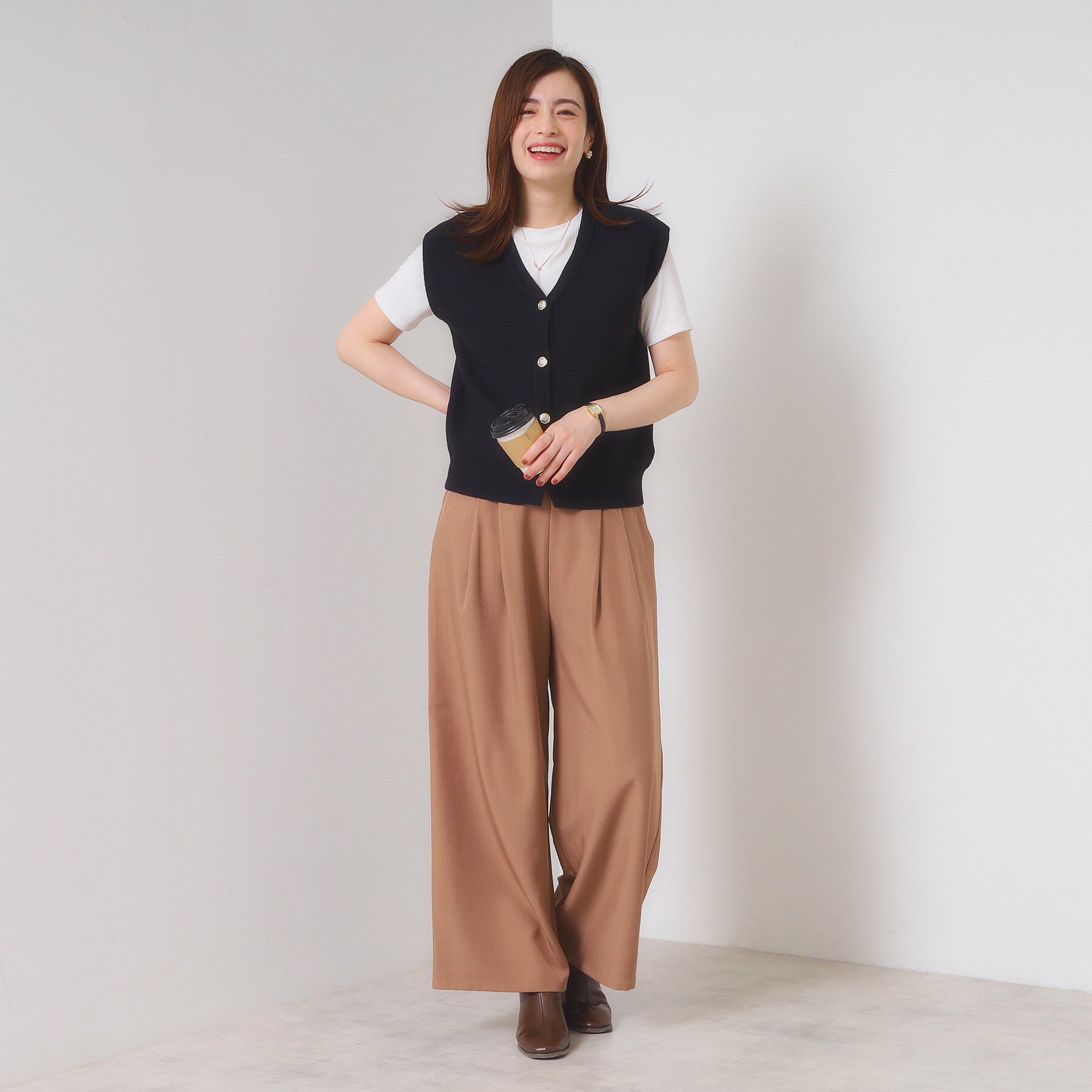 ITS&rsquo;DEMO「【手洗い可】Vネックニットジレ」|ニット・セーター|