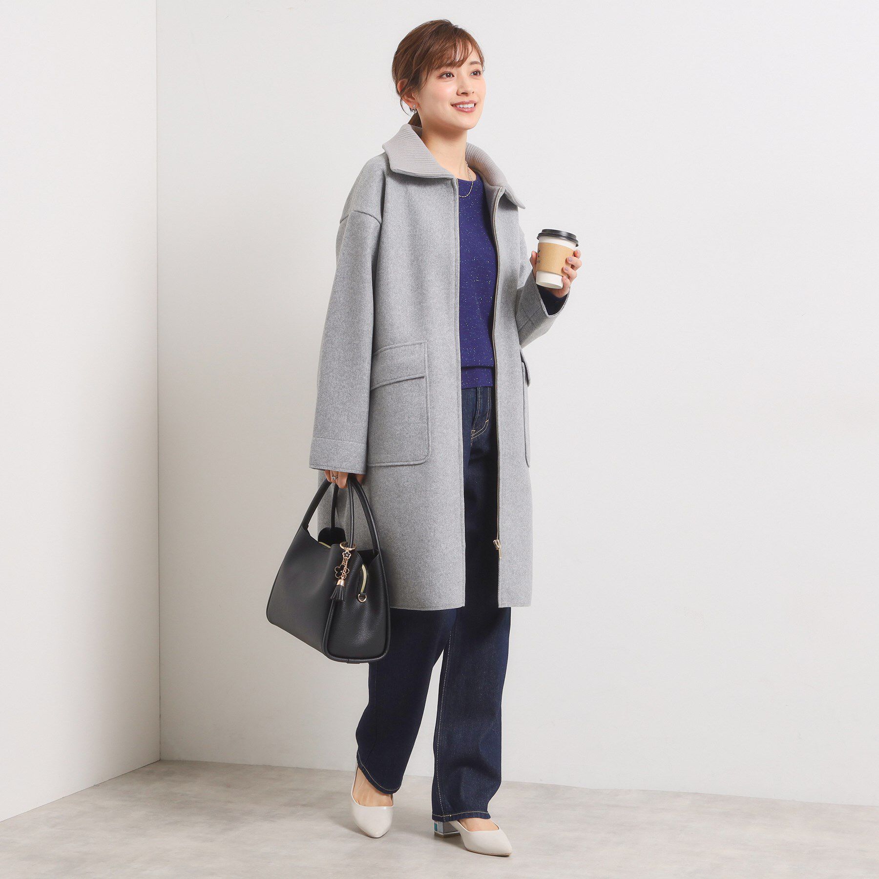 ITS&rsquo;DEMO「裏リブ襟付きコート」|ステンカラーコート|