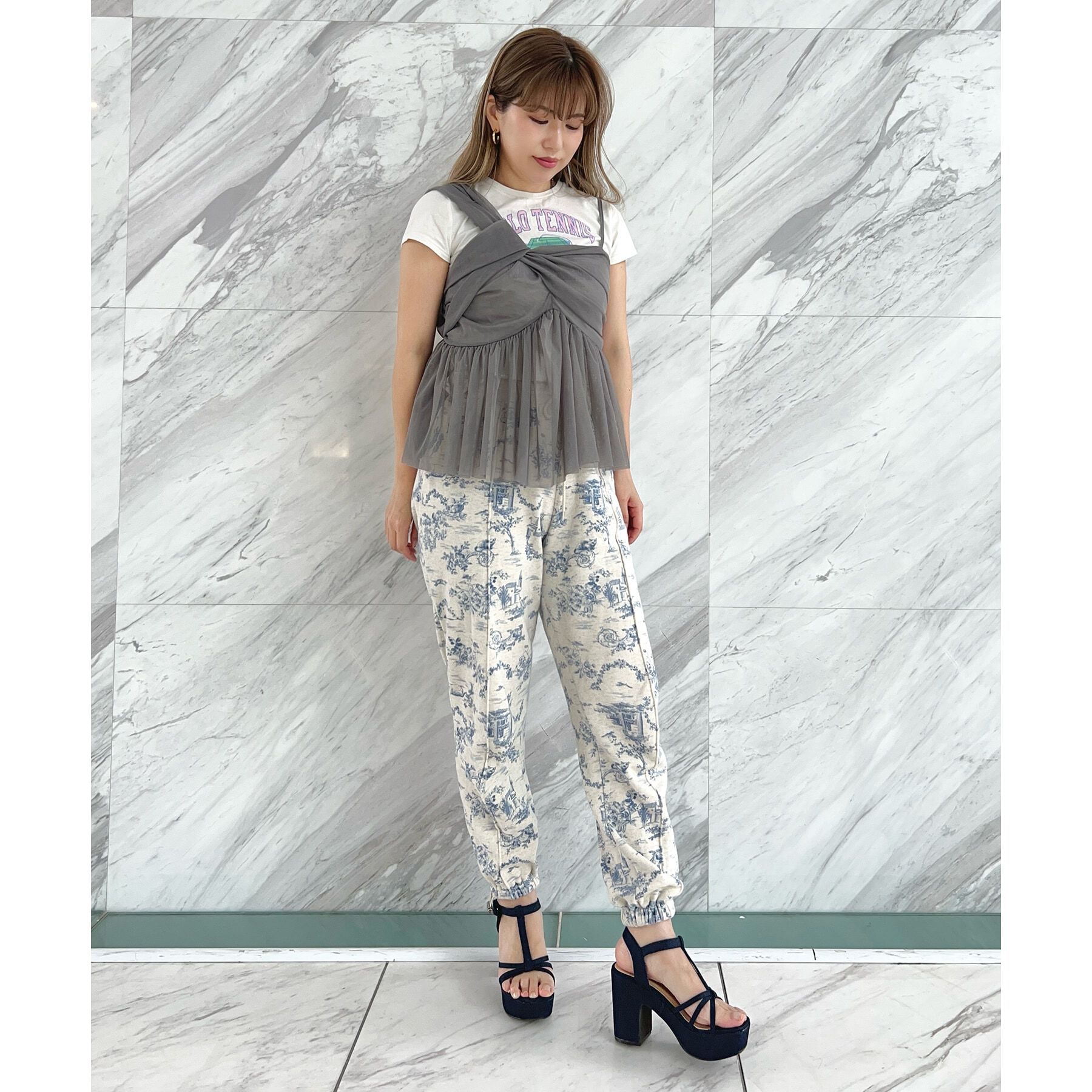 ESPERANZA「Tストラップチャンキーヒールサンダル 24SS」|サンダル|