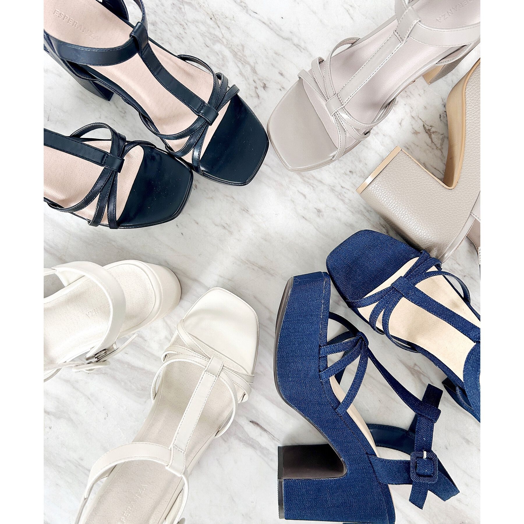 ESPERANZA「Tストラップチャンキーヒールサンダル 24SS」|サンダル|