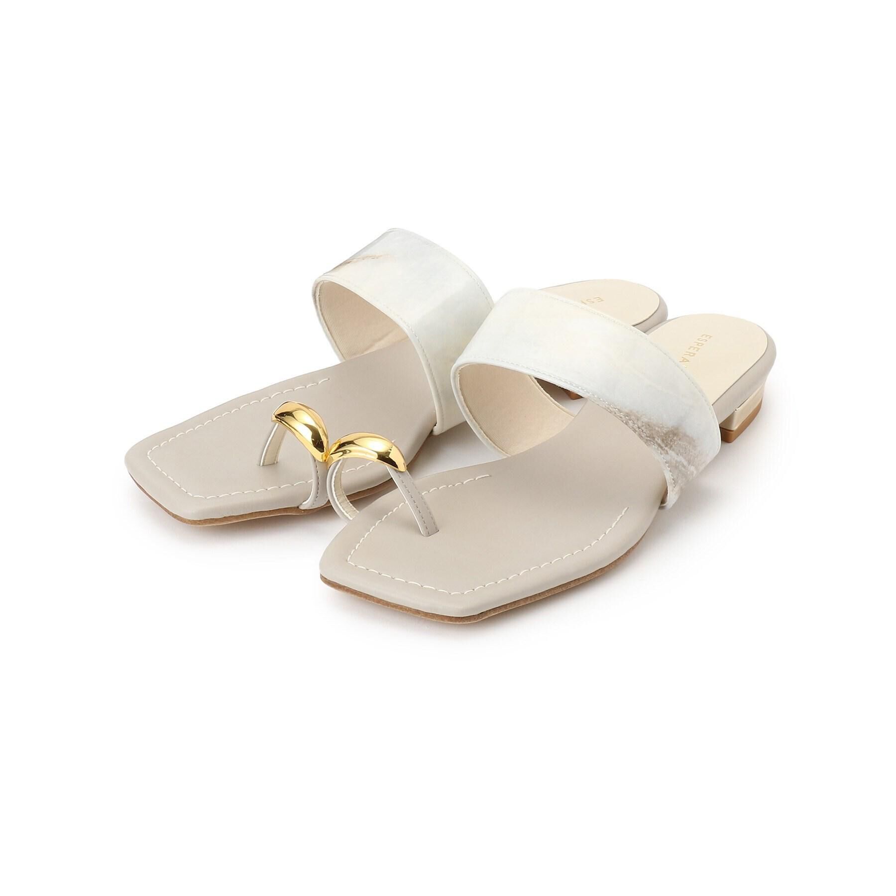 ESPERANZA「ゴールドリングトングフラットサンダル」|サンダル|