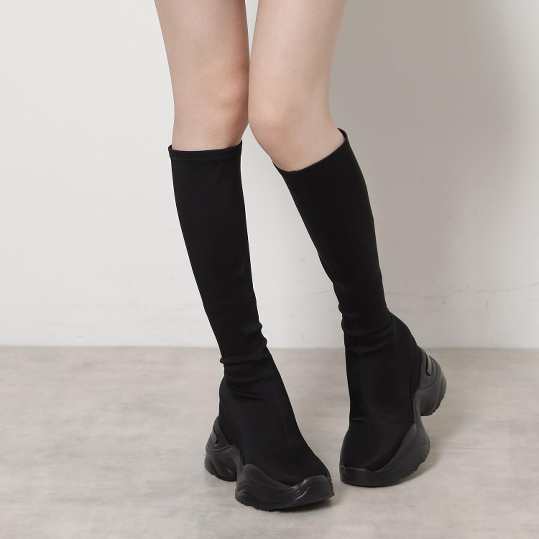 ESPERANZA「スニーカーソールストレッチロングブーツ」|ショートブーツ|ブラック(419)