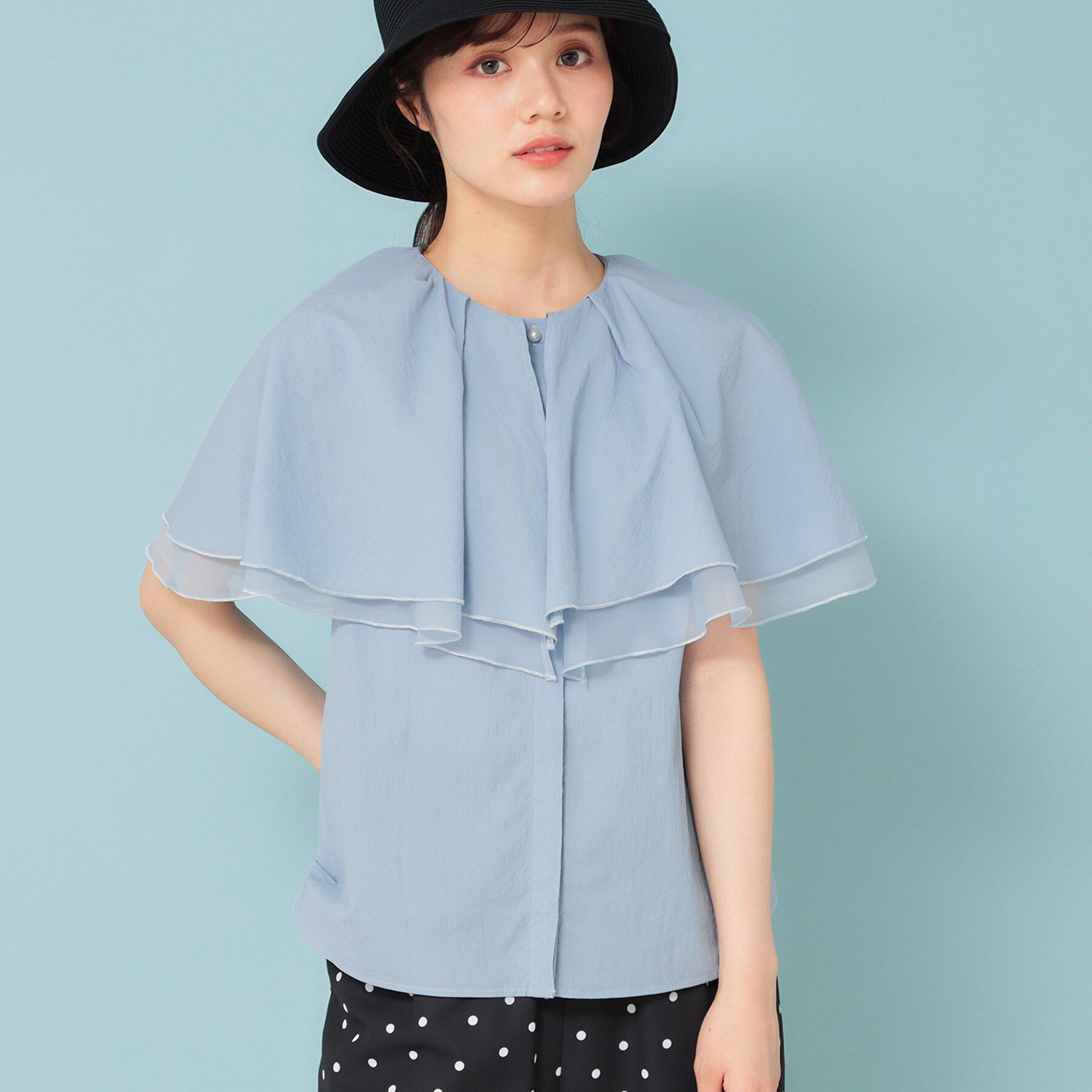 SunaUna「【フェミニン】ケープカラーブラウス」|シャツ・ブラウス|