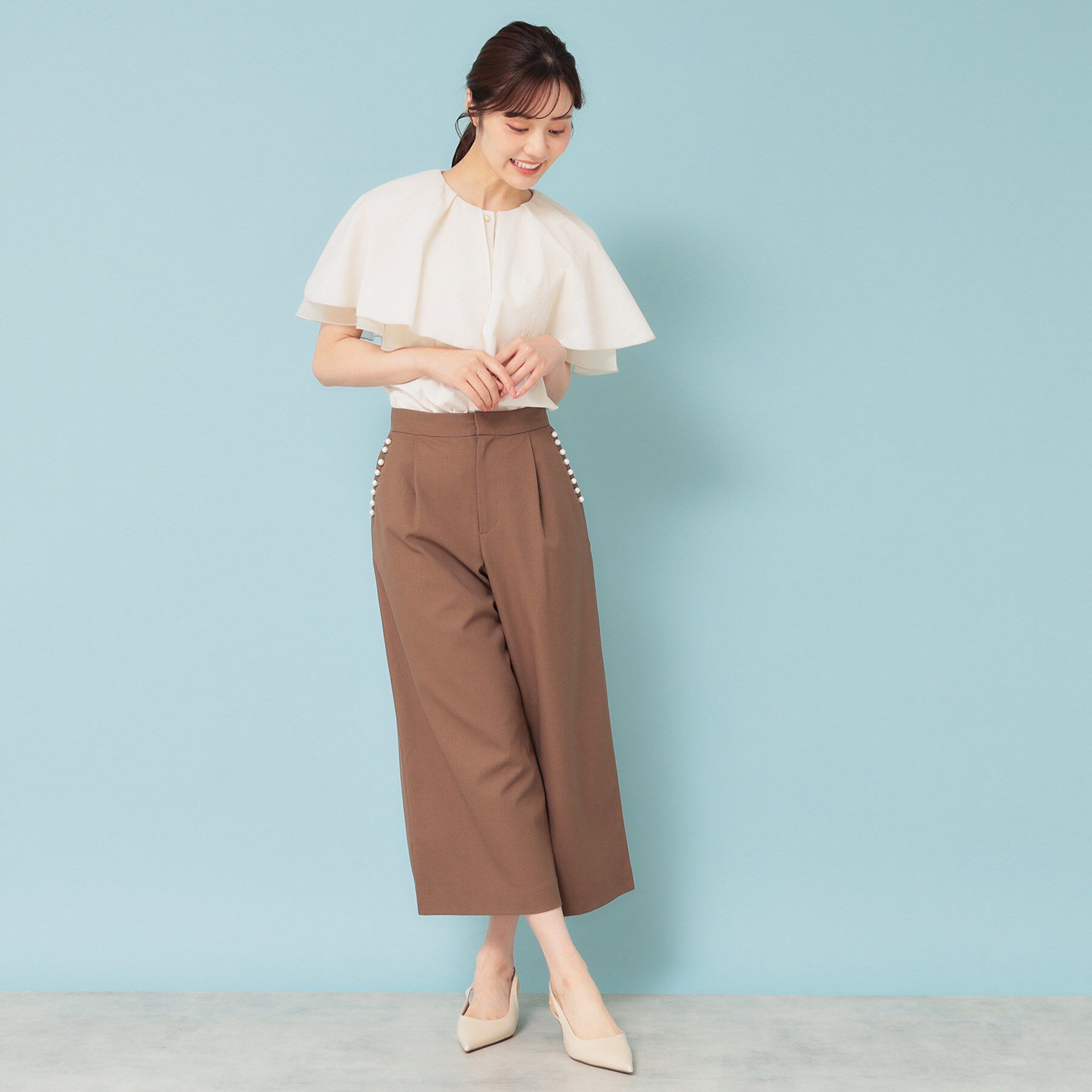 SunaUna「【フェミニン】ケープカラーブラウス」|シャツ・ブラウス|