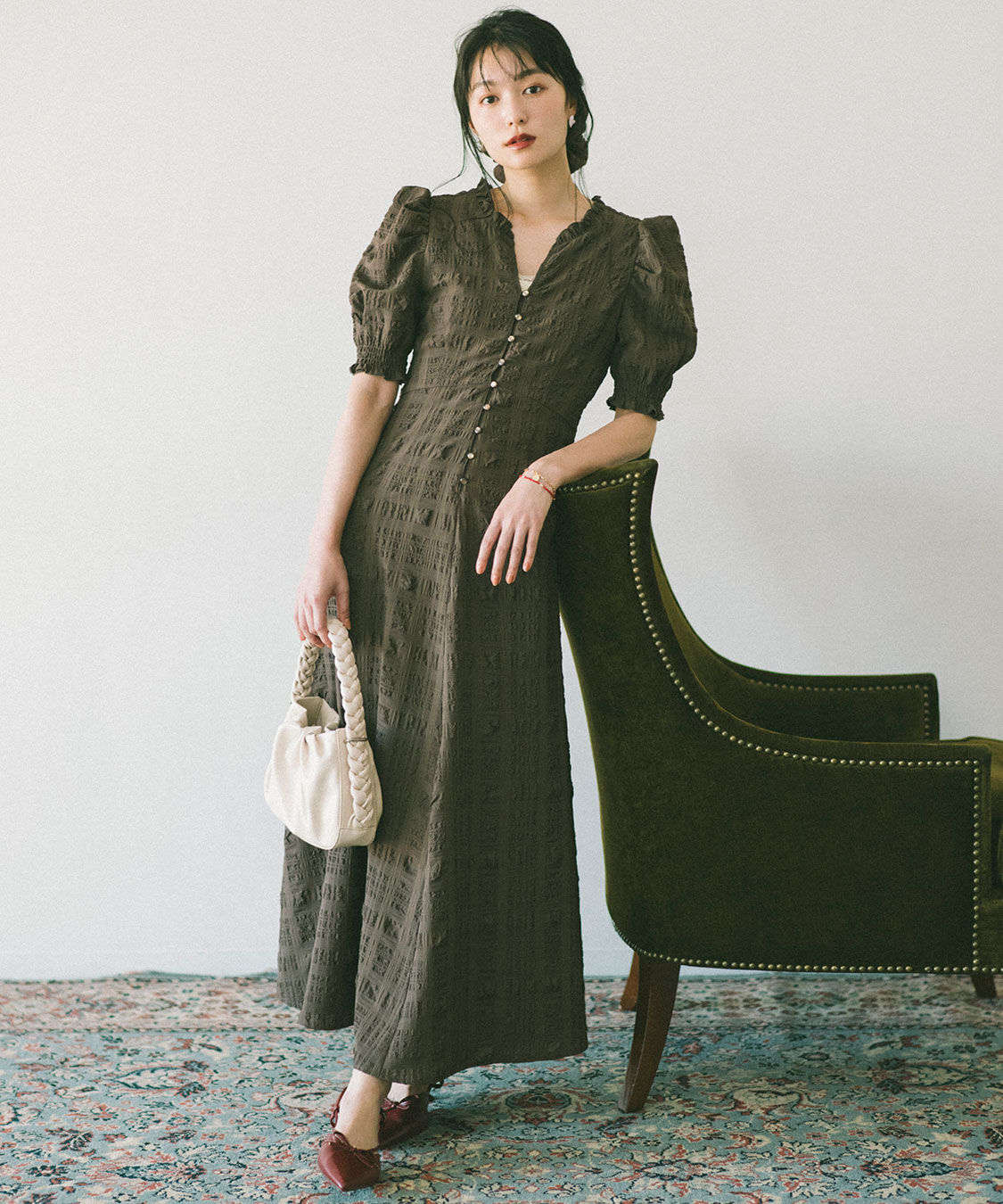 COCO DEAL「バックシャンチェックワンピース」|ワンピース|カーキブラウン