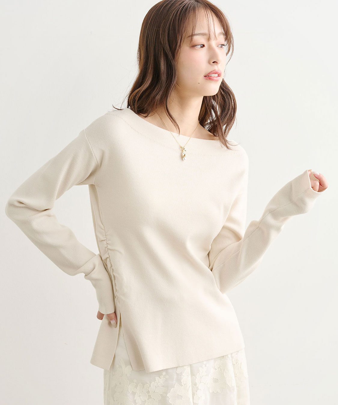 COCO DEAL「オフショルギャザーニット」|ニット・セーター|