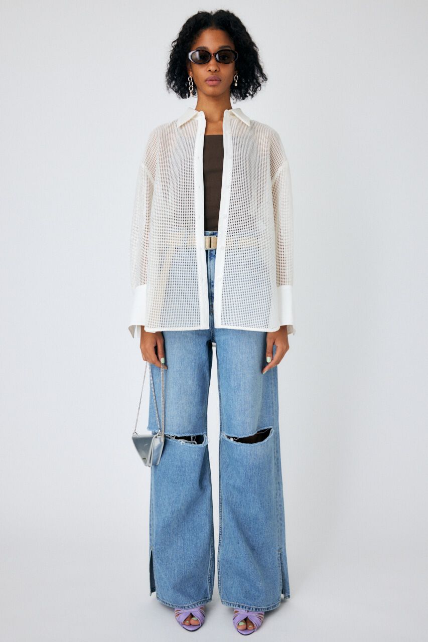 MOUSSY「KNEE SLIT LOOSE STRAIGHT」|デニム|