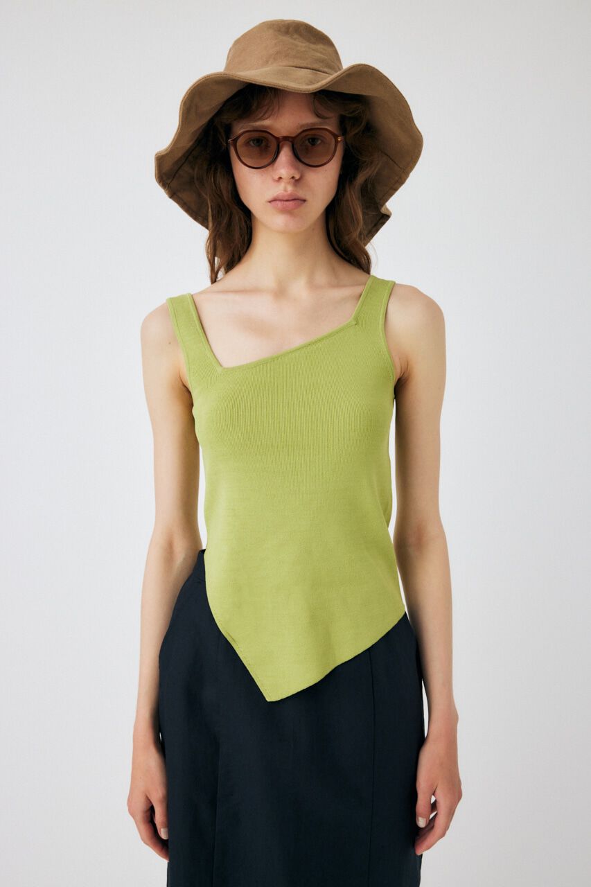 MOUSSY「ASYMMETRY HEM KNIT タンクトップ」|タンクトップ|LIME