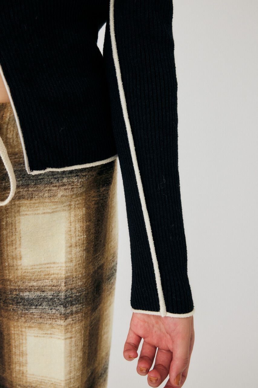 MOUSSY「BI COLOR ZIP UP RIB ニット」|ニット・セーター|