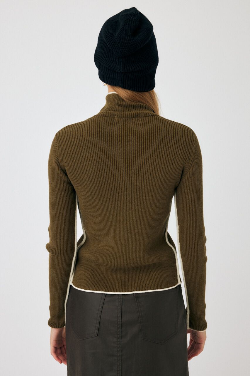 MOUSSY「BI COLOR ZIP UP RIB ニット」|ニット・セーター|