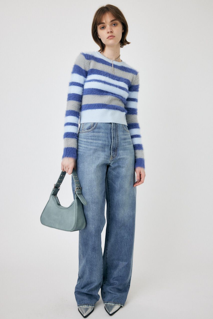 MOUSSY「CROPPED SHAGGY KNIT トップス」|ニット・セーター|